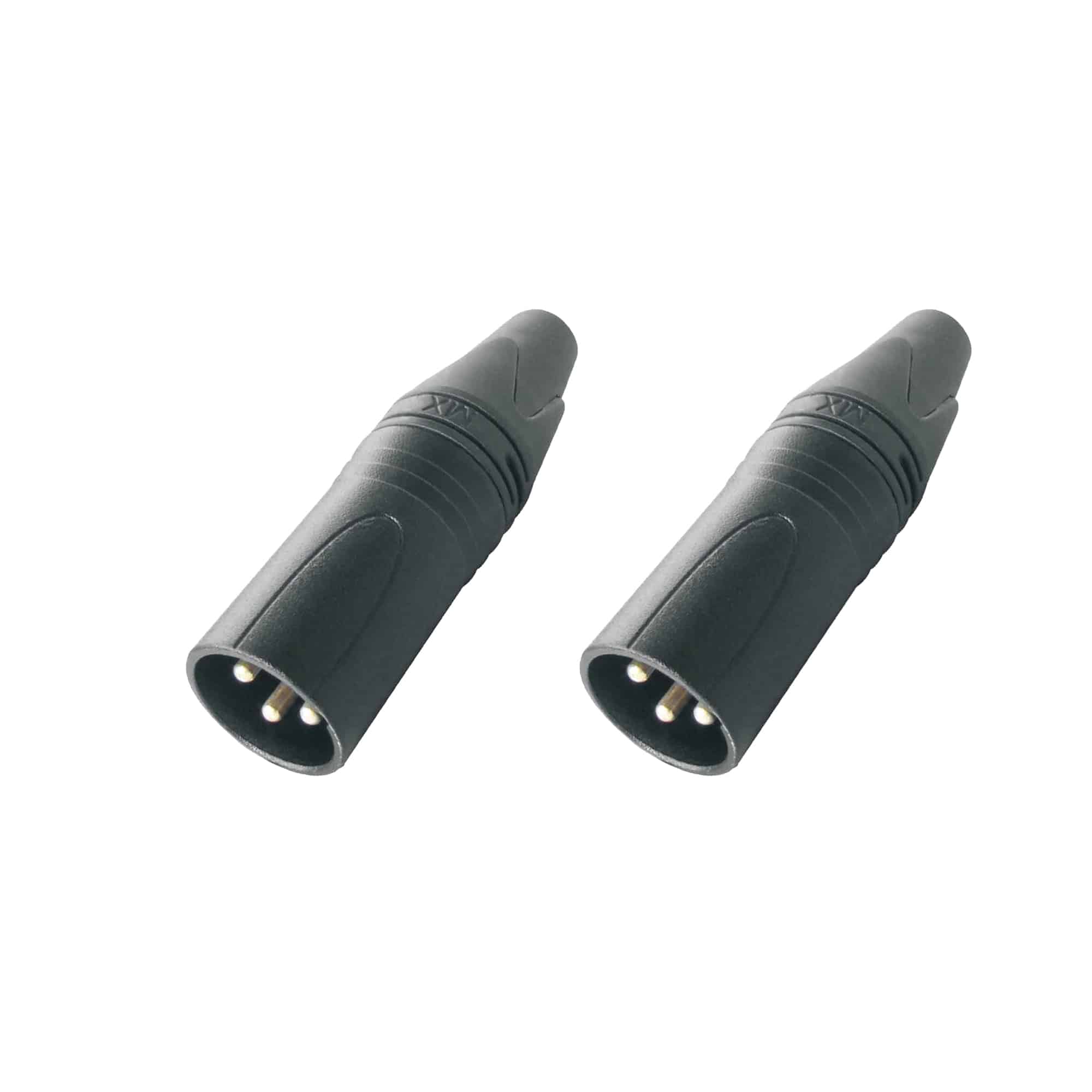 MX XLR 3-Pin Mic Male Connector, Black Coating (Pack of 2)