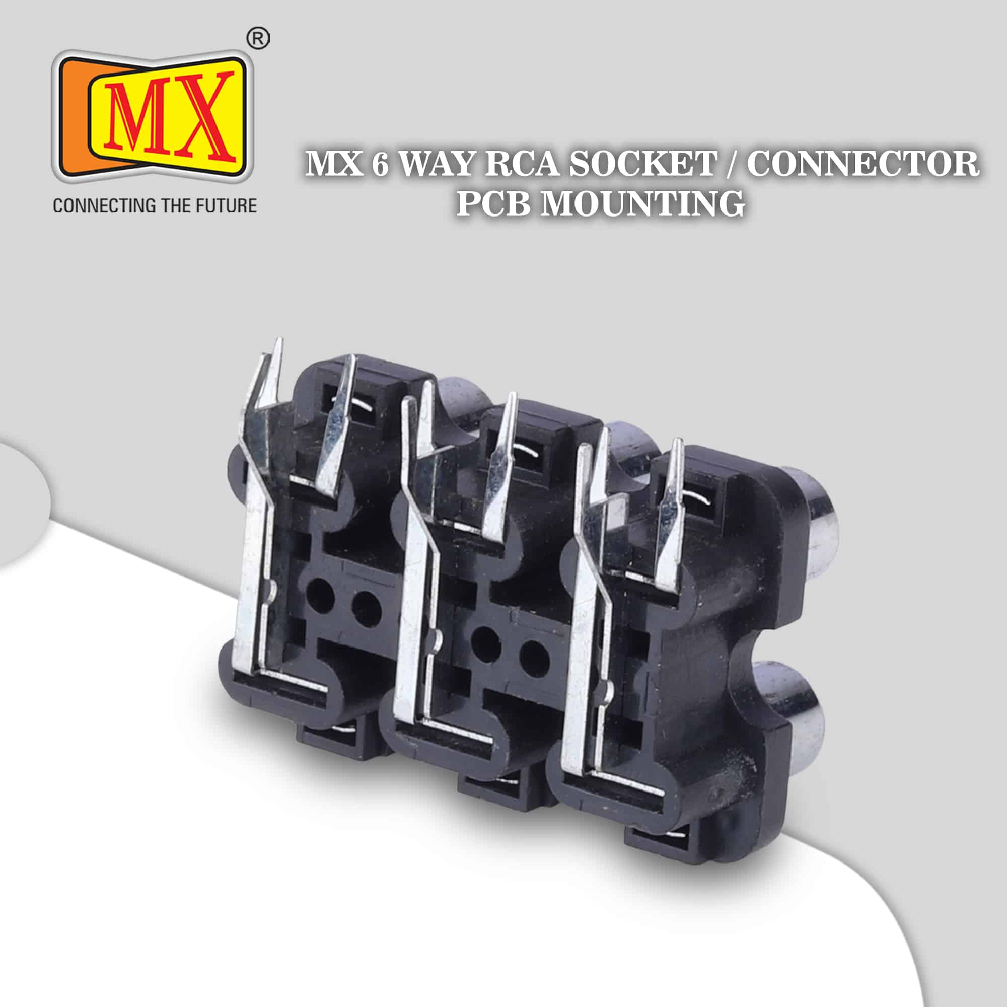 MX 6-Way RCA Female Socket PCB Mounting (Pack of 2). - Image 2
