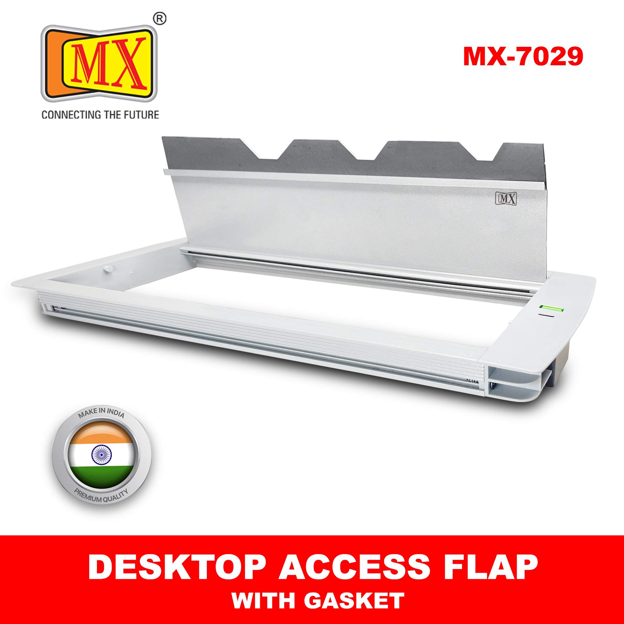 MX Aluminum Alloy Access Flap with Gasket: Your Ultimate Desk Organizer for Effortless Cable Management and Workspace Tidiness, Featuring Additional 1 USB-A + C Ports (CUTOUT -466X132 MM) White - Image 2
