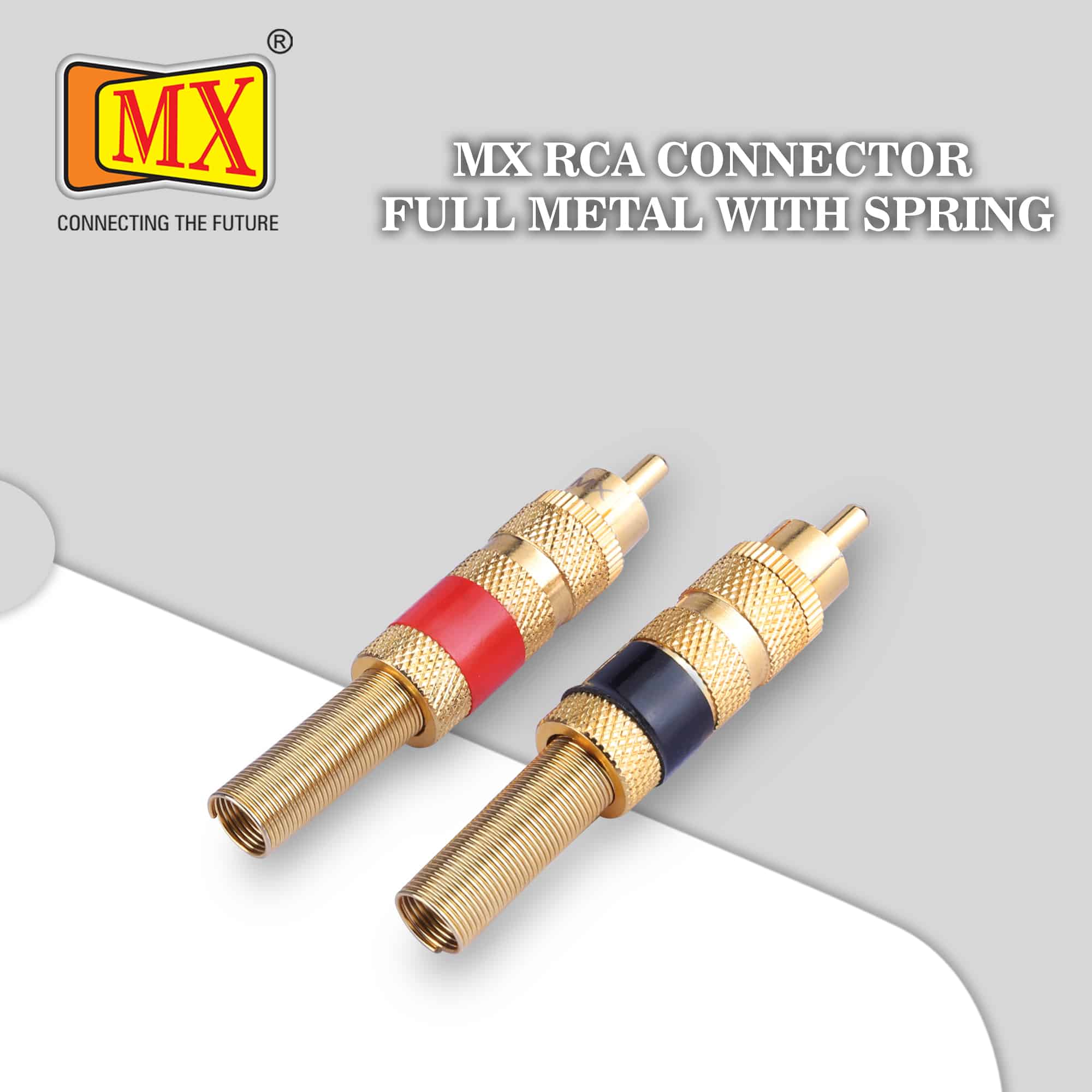 MX RCA gold plated male connector full metal with spring (Pack of 2) - Image 2
