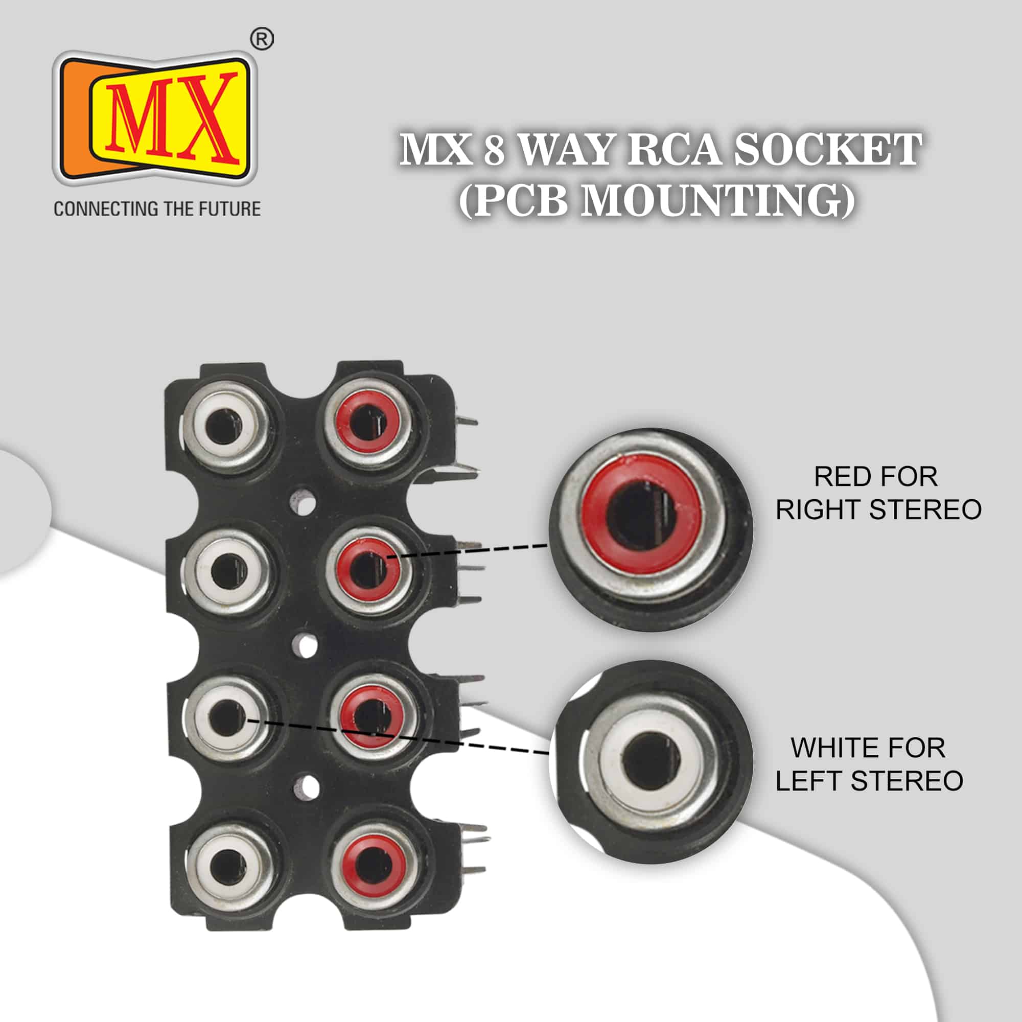 MX 8-Way RCA Female Socket (PCB Mount) (pack of 2) - Image 4