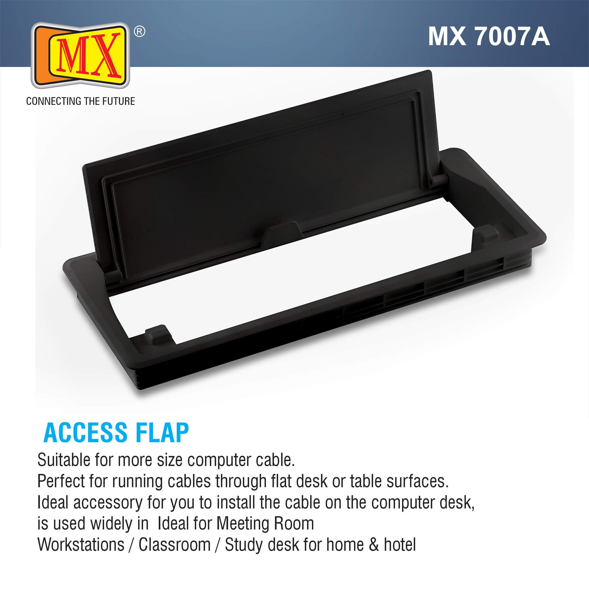 MX Plastic Access Flap Your Ultimate Desk Organizer for Effortless Cable Management and Workspace Tidiness (Cutout Size: 290x110) Black - Image 4