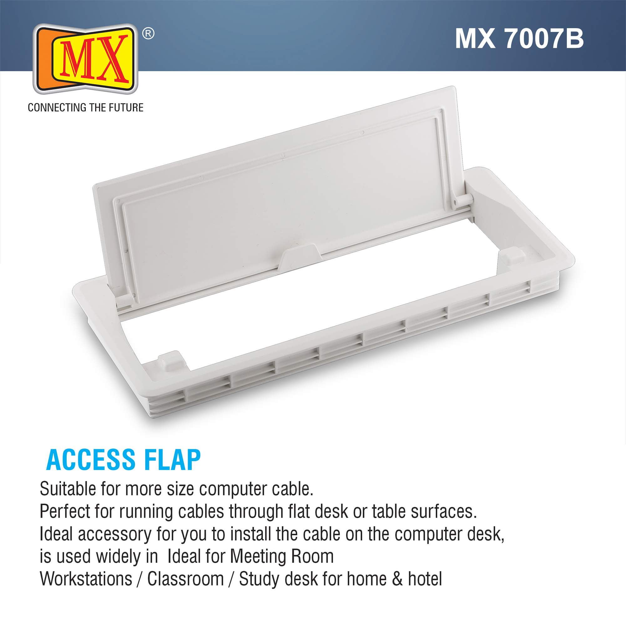 MX Plastic Access Flap Your Ultimate Desk Organizer for Effortless Cable Management and Workspace Tidiness (Cutout Size: 290x110) White - Image 5