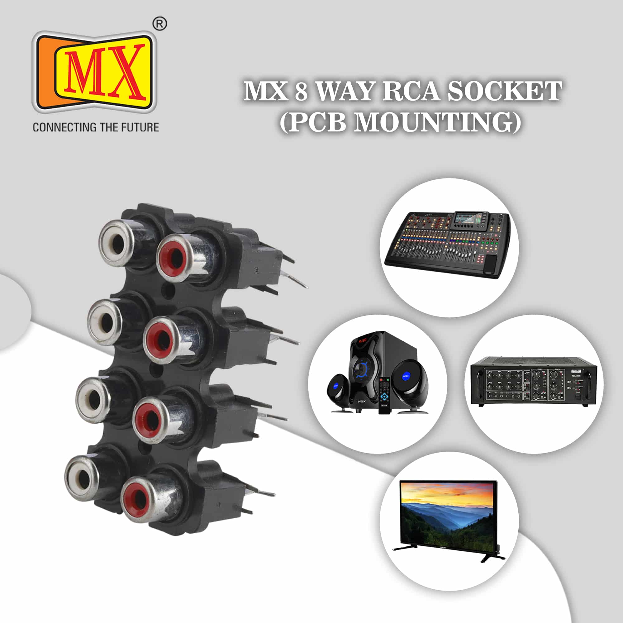 MX 8-Way RCA Female Socket (PCB Mount) (pack of 2) - Image 3