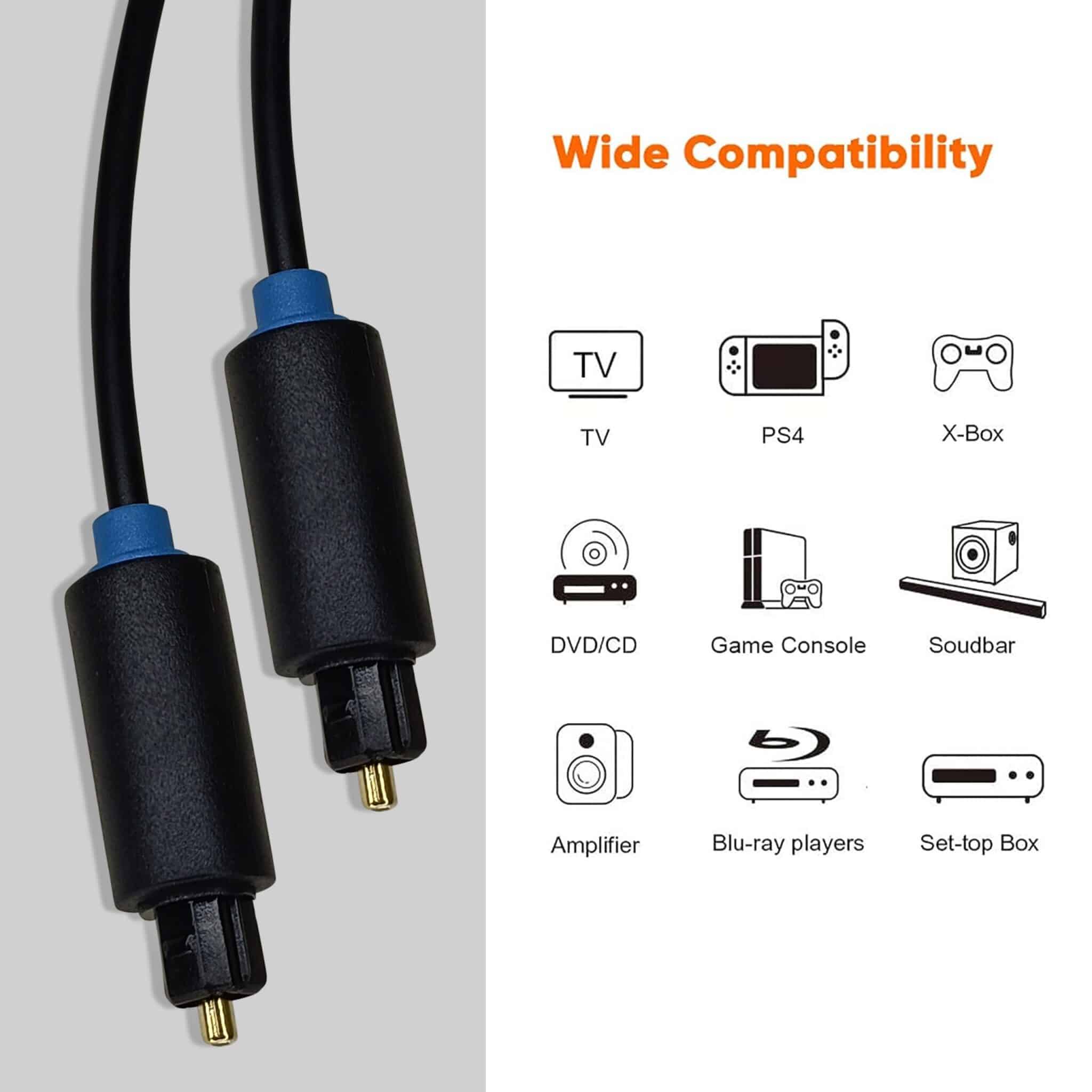 MX Fiber Optic Cable TOSLINK to TOSLINK Plug Cord - 3 meters - Image 4