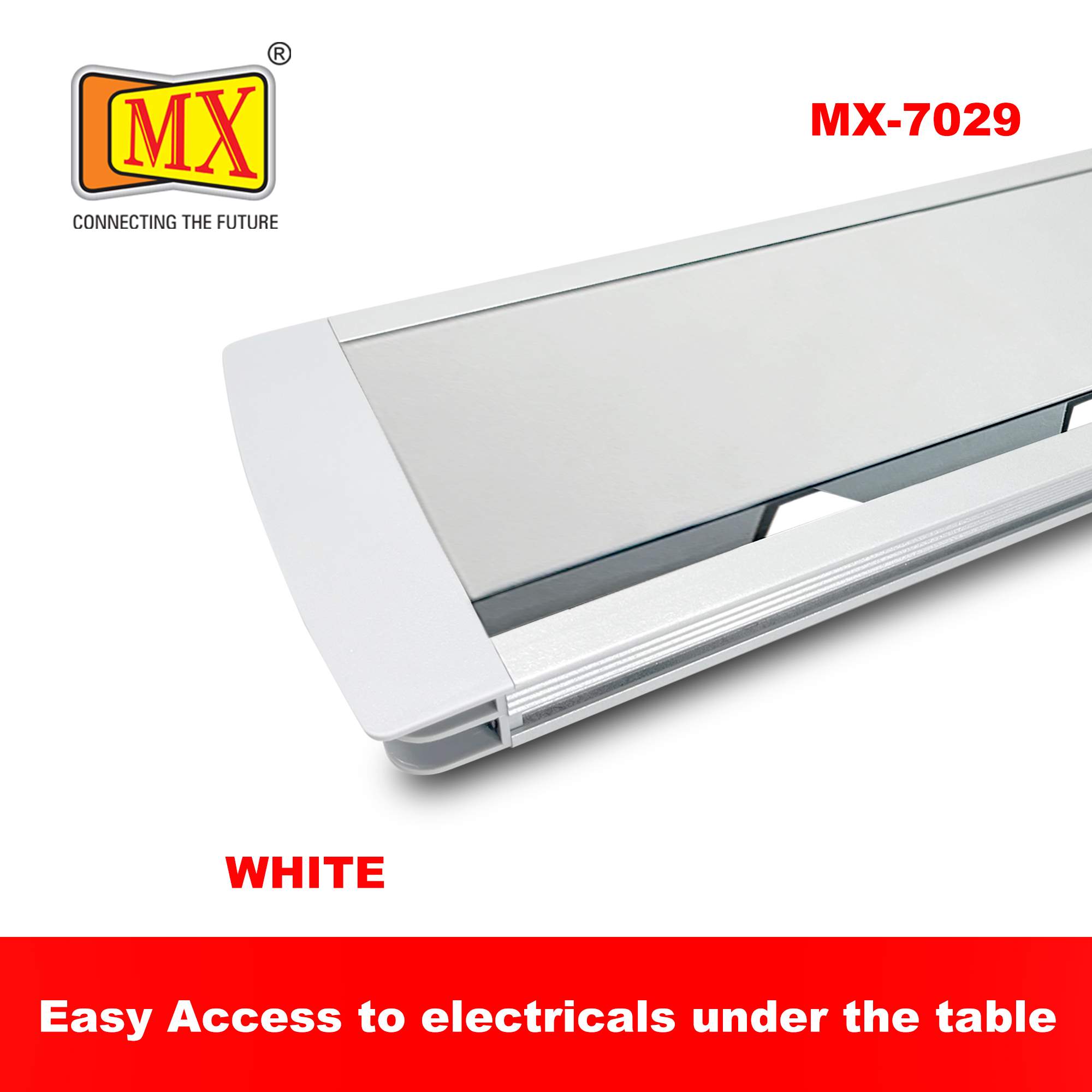 MX Aluminum Alloy Access Flap with Gasket: Your Ultimate Desk Organizer for Effortless Cable Management and Workspace Tidiness, Featuring Additional 1 USB-A + C Ports (CUTOUT -466X132 MM) White - Image 6