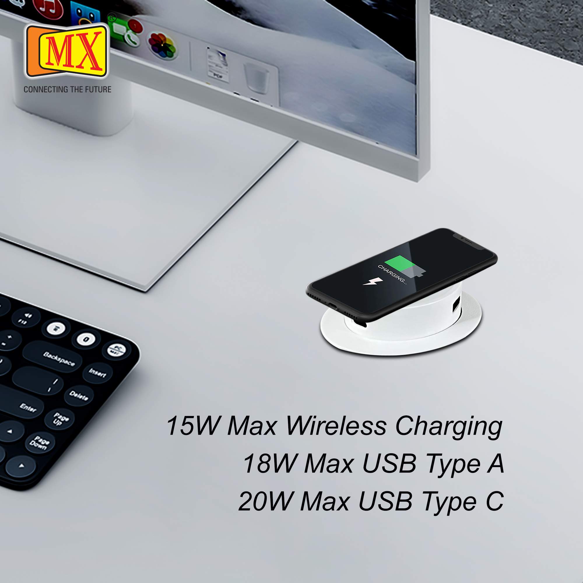 MX 15W Wireless Charger with Usb C - 20W PD QC 3.0 & USB A -18W QC PD 3.0 Ideal for All Wirelss Charger Support Android & IOS Smartphone Devices ( MX 7018 ) - Image 4