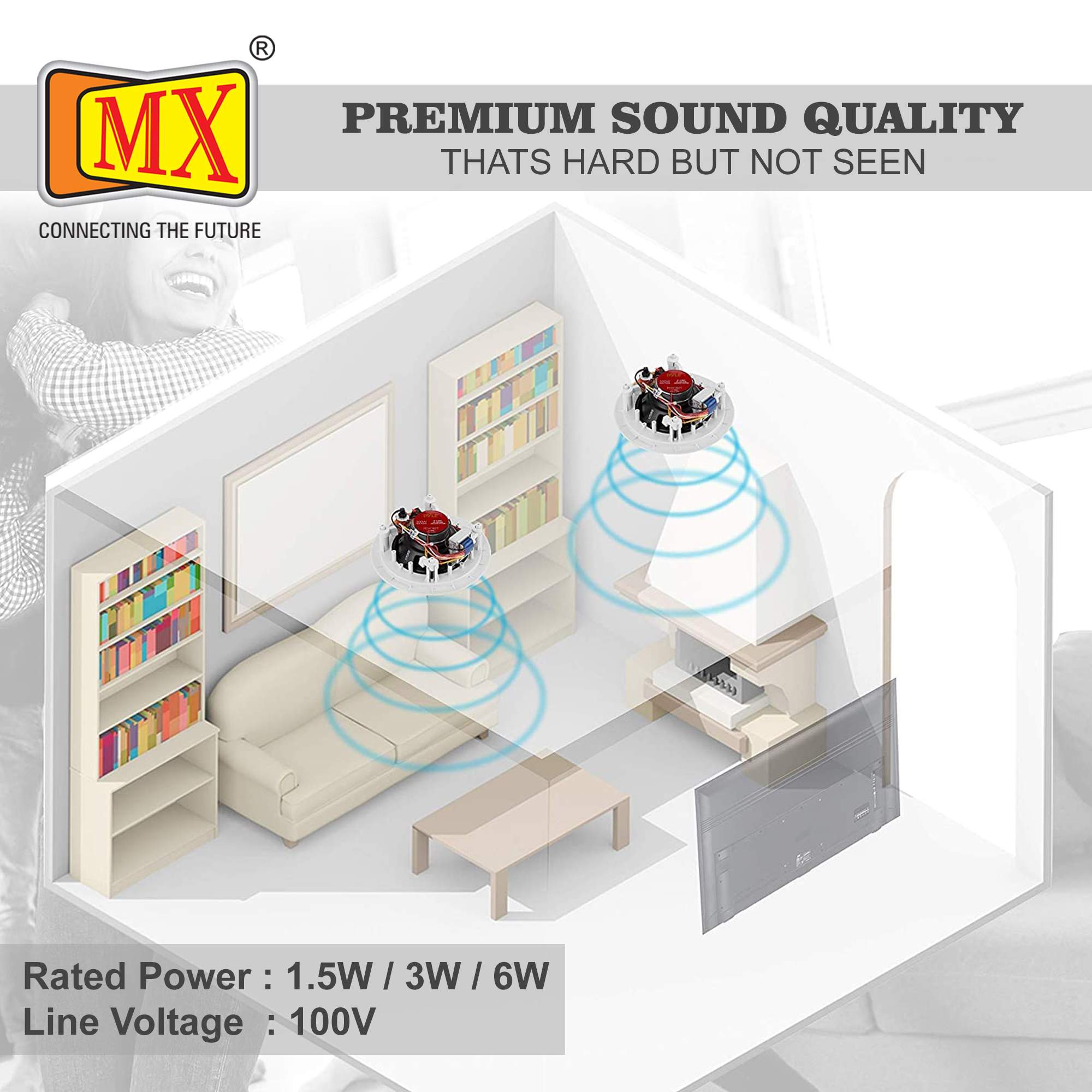 MX 6C" Ceiling Speaker with Crossover: 1.5W / 3W / 6W - Image 3