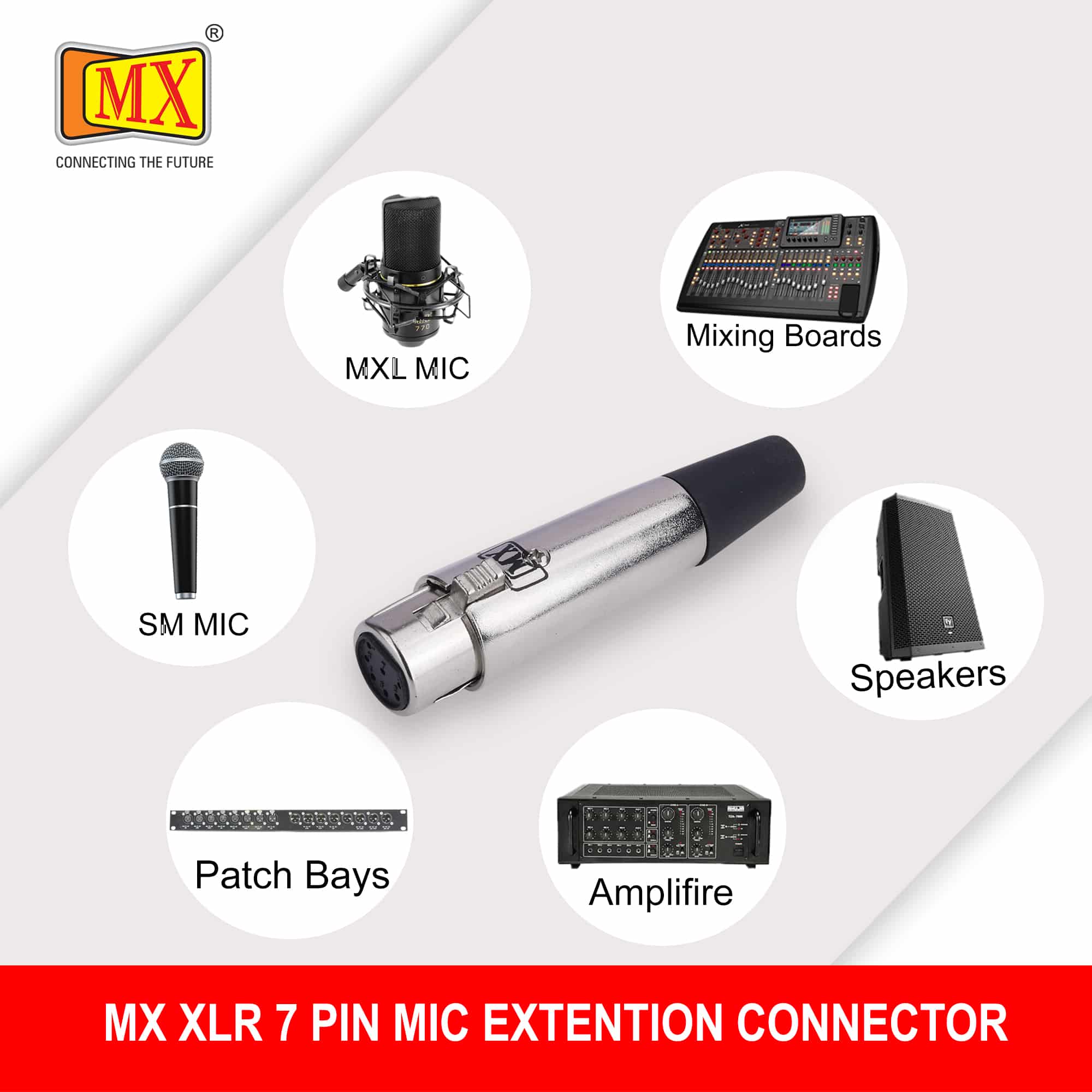 MX XLR 7-Pin Female Microphone Extension Connector - Cannon Type (Pack of 2) - Image 3