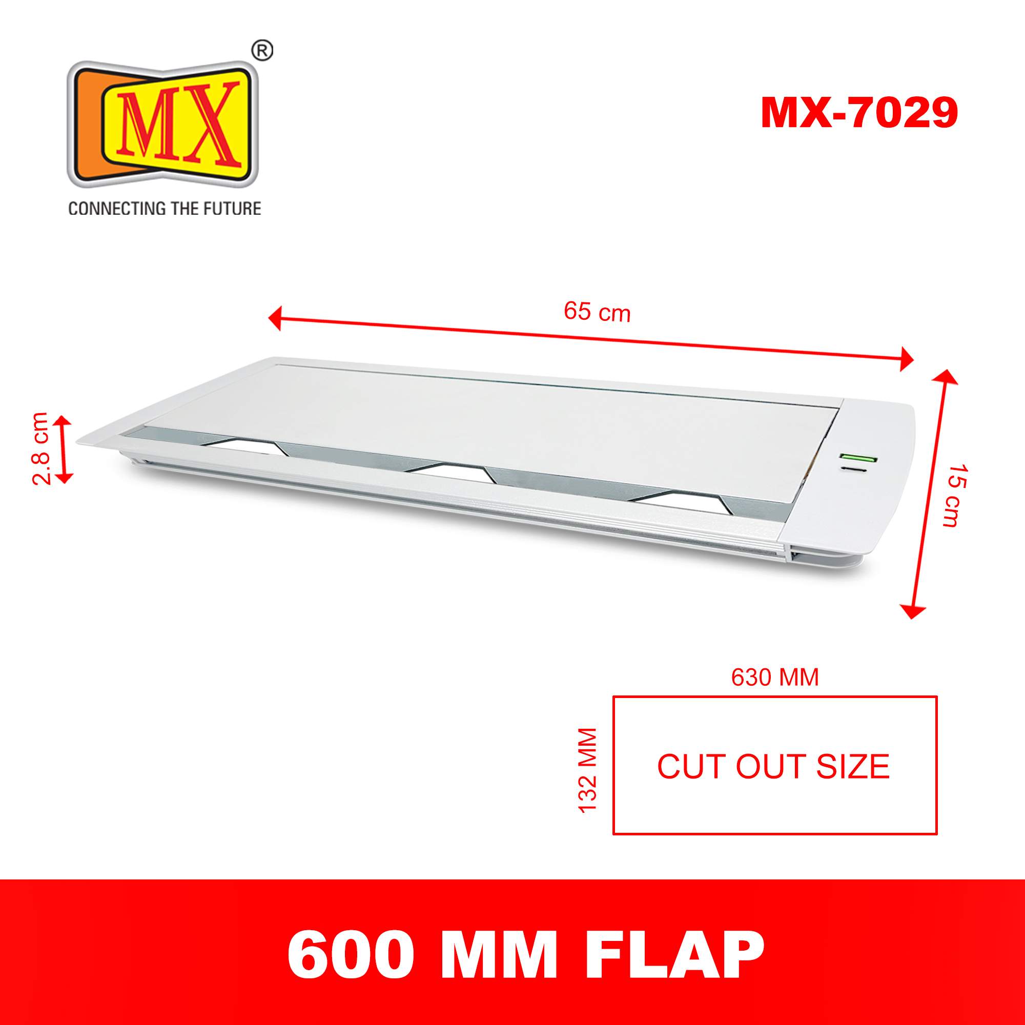 MX Aluminum Alloy Access Flap with Gasket: Your Ultimate Desk Organizer for Effortless Cable Management and Workspace Tidiness, Featuring Additional 1 USB-A + C Ports (CUTOUT -466X132 MM) White - Image 5
