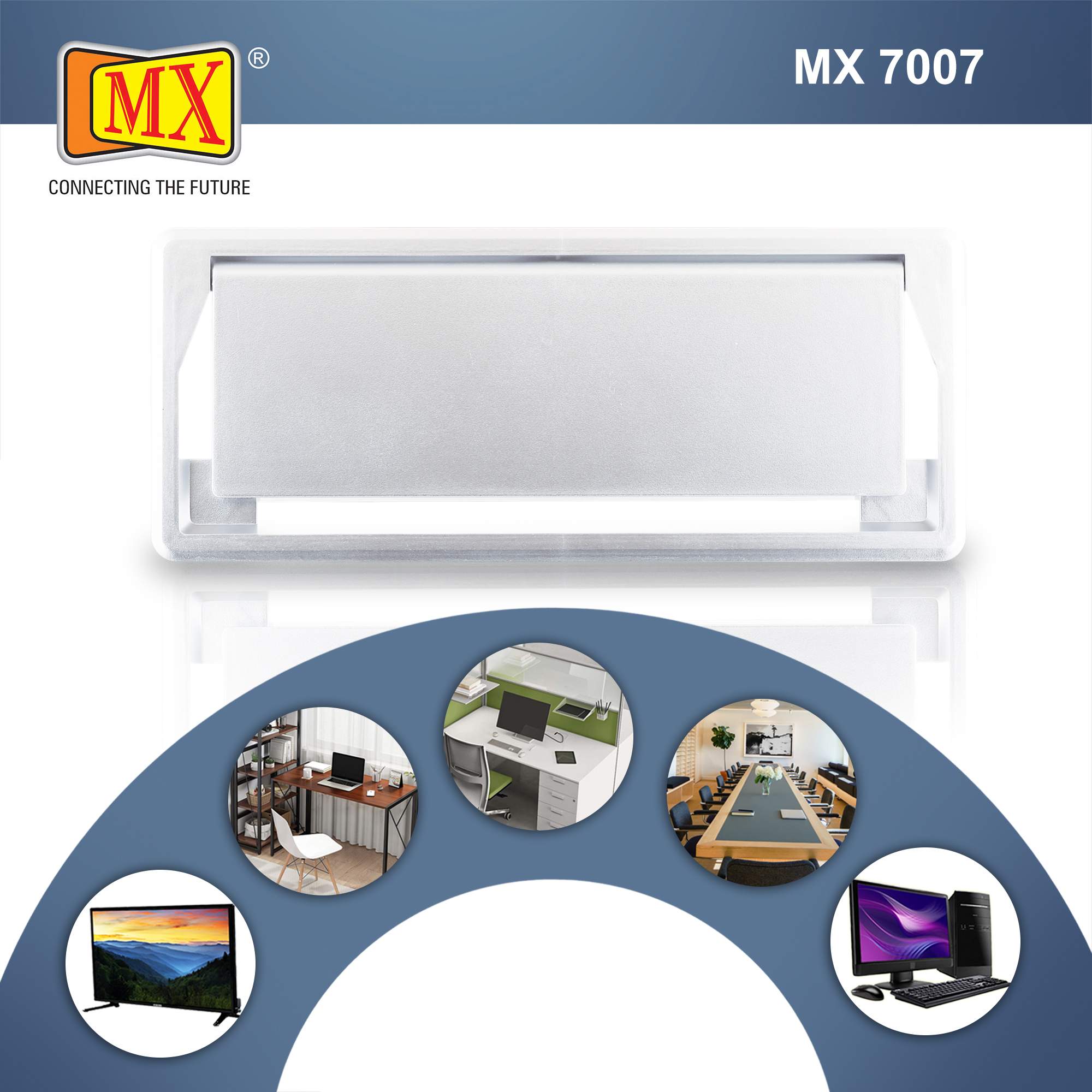 MX Plastic Access Flap Your Ultimate Desk Organizer for Effortless Cable Management and Workspace Tidiness (Cutout Size: 290x110) Silver - Image 4