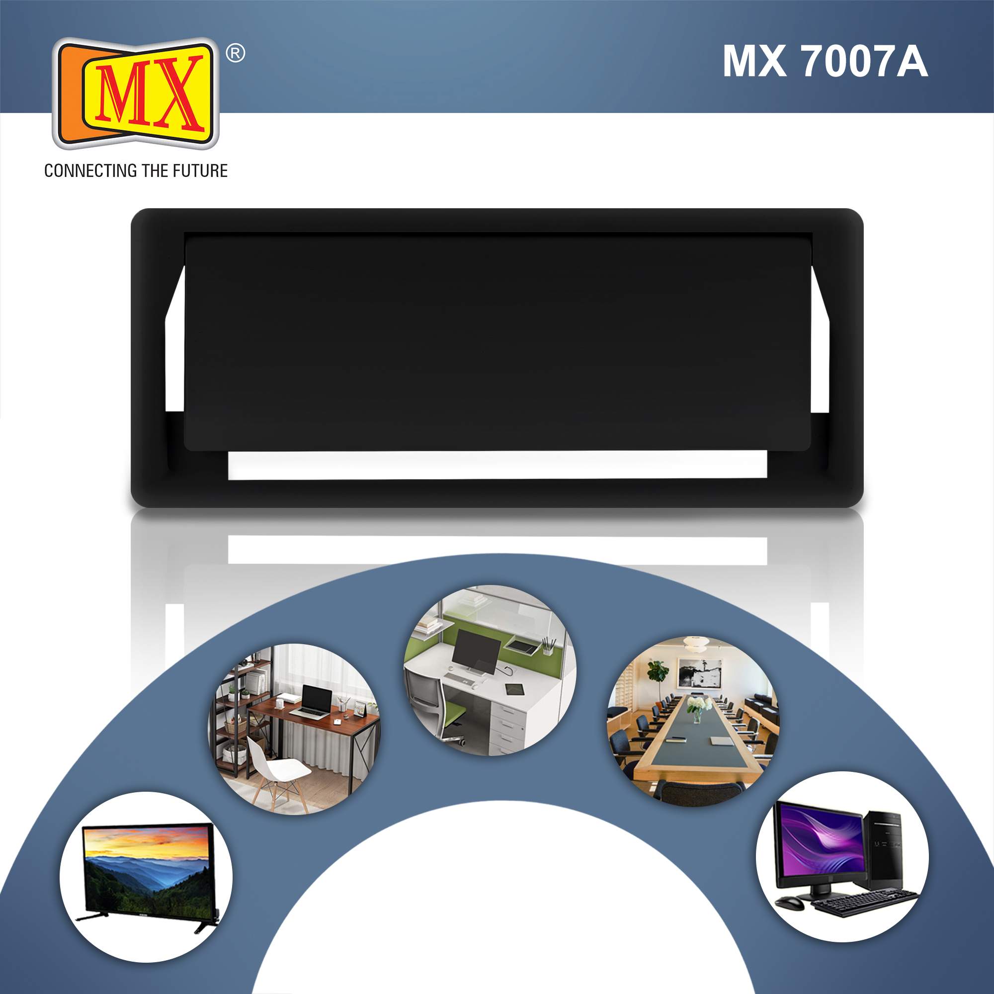 MX Plastic Access Flap Your Ultimate Desk Organizer for Effortless Cable Management and Workspace Tidiness (Cutout Size: 290x110) Black - Image 3