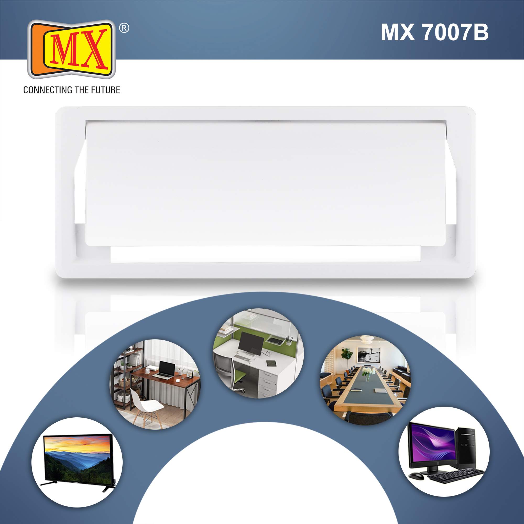 MX Plastic Access Flap Your Ultimate Desk Organizer for Effortless Cable Management and Workspace Tidiness (Cutout Size: 290x110) White - Image 4