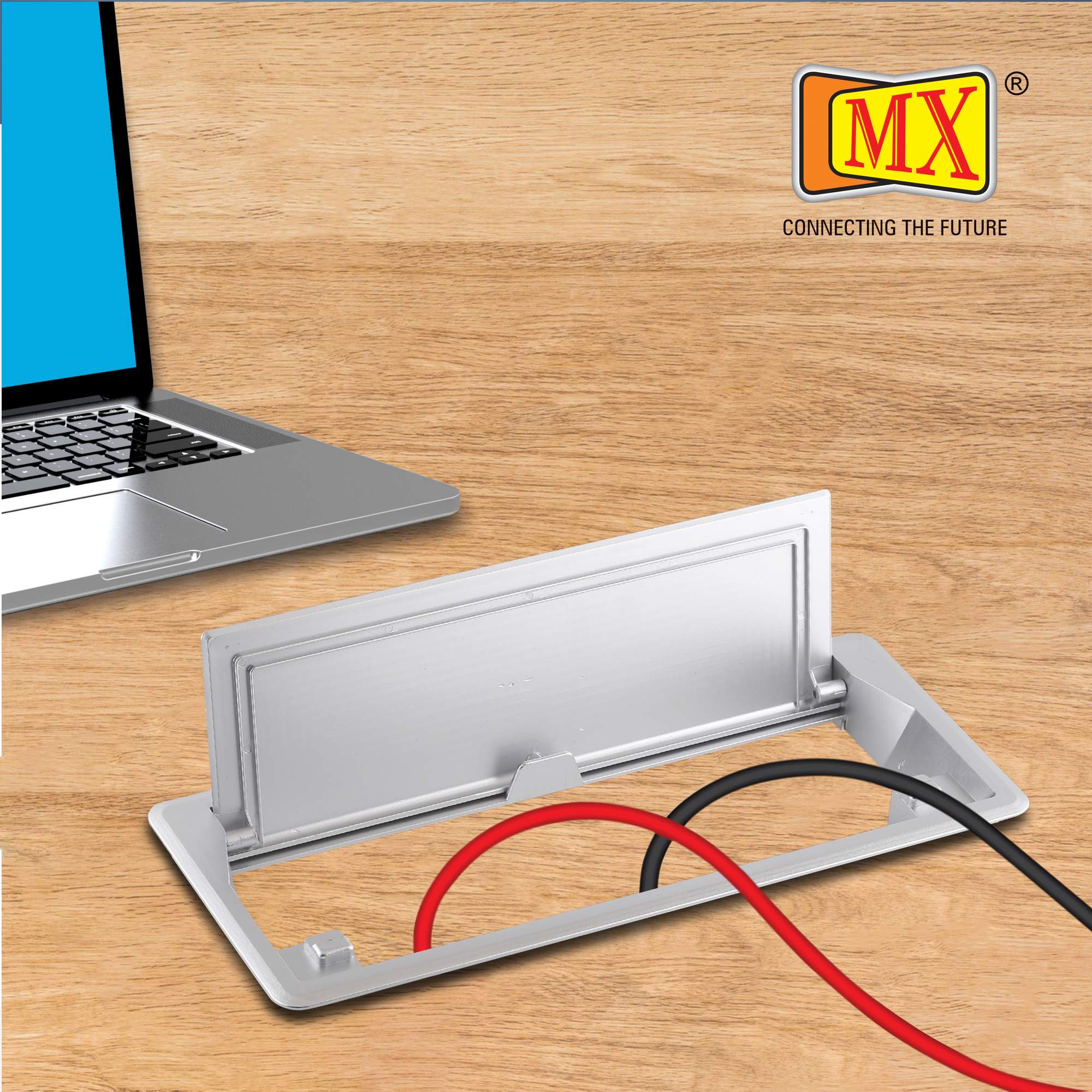 MX Plastic Access Flap Your Ultimate Desk Organizer for Effortless Cable Management and Workspace Tidiness (Cutout Size: 290x110) Silver - Image 3