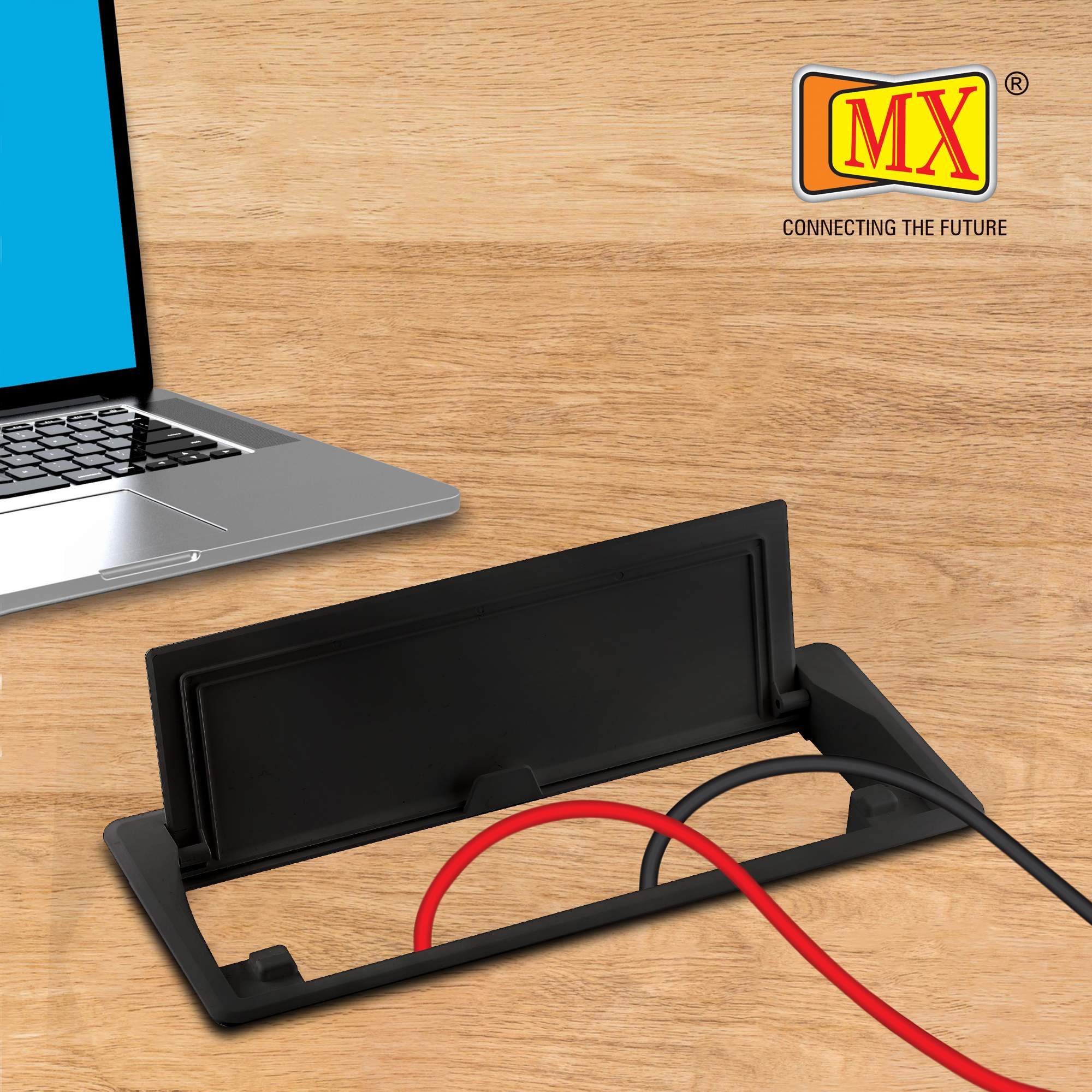 MX Plastic Access Flap Your Ultimate Desk Organizer for Effortless Cable Management and Workspace Tidiness (Cutout Size: 290x110) Black - Image 5