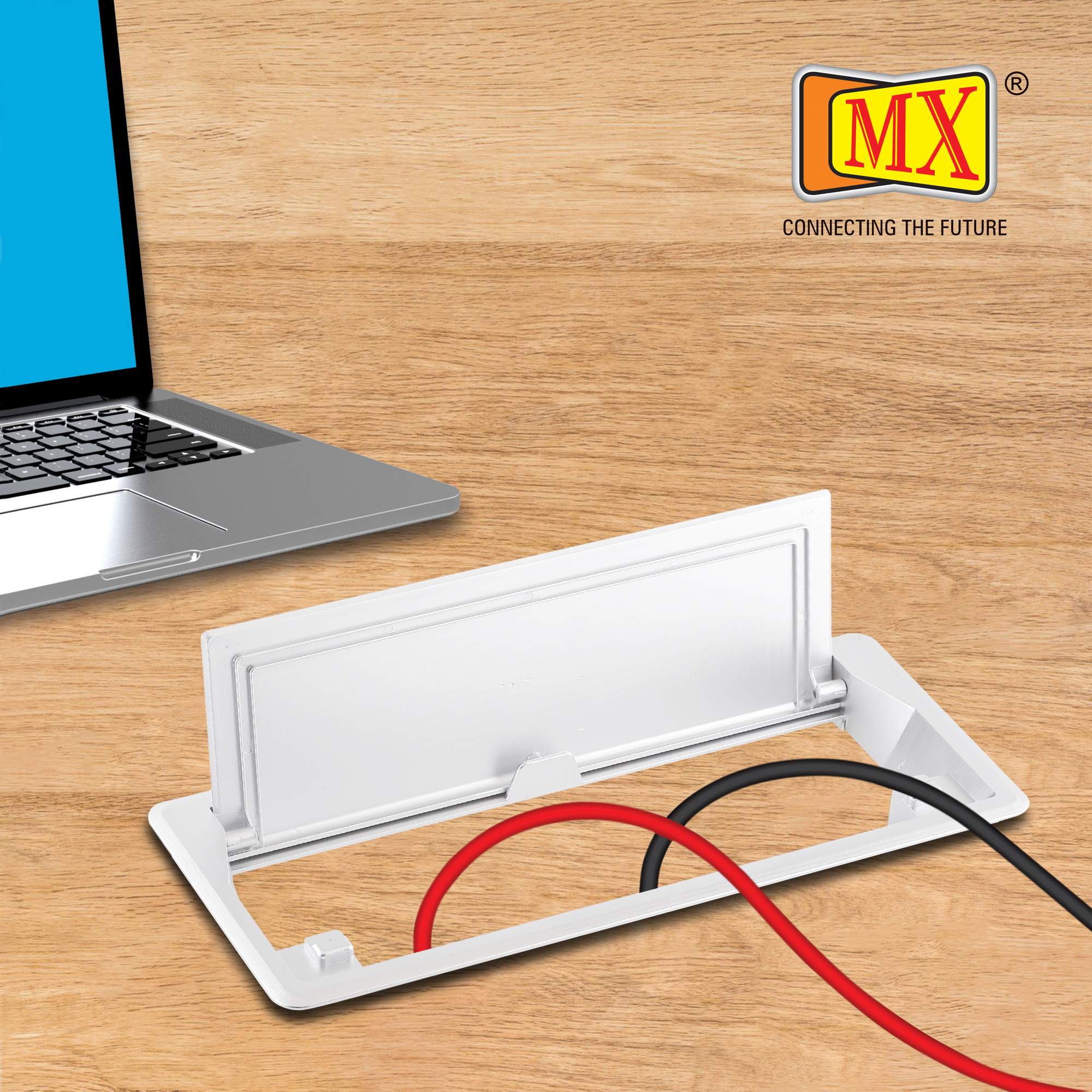 MX Plastic Access Flap Your Ultimate Desk Organizer for Effortless Cable Management and Workspace Tidiness (Cutout Size: 290x110) White - Image 3