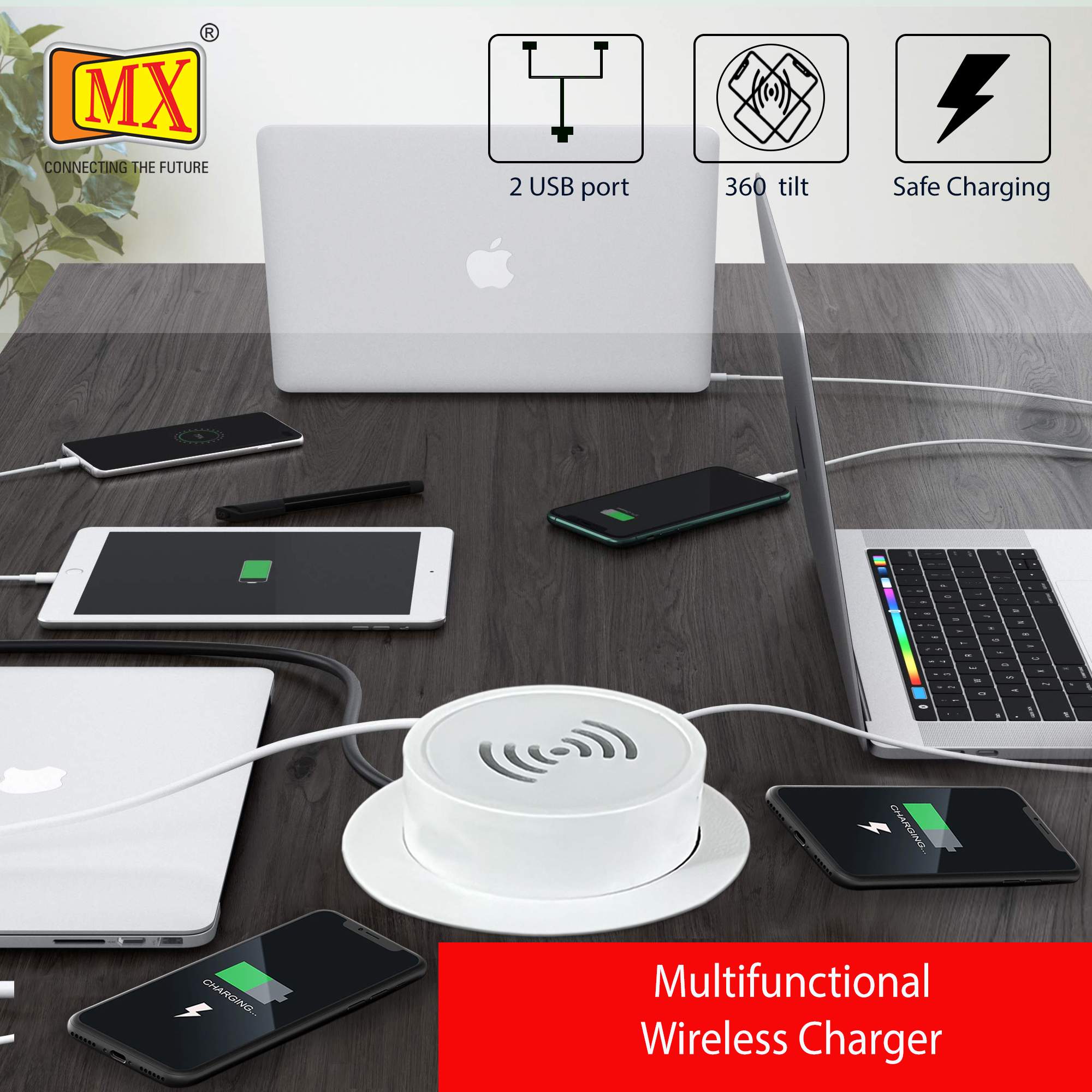 MX 15W Wireless Charger with Usb C - 20W PD QC 3.0 & USB A -18W QC PD 3.0 Ideal for All Wirelss Charger Support Android & IOS Smartphone Devices ( MX 7018 ) - Image 7