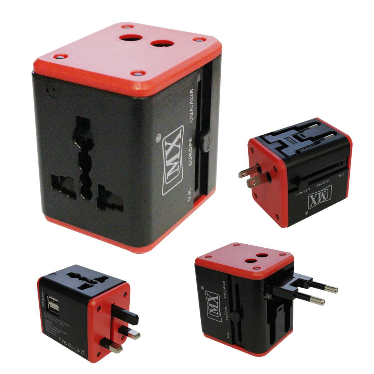 MX 4 in 1 Universal Travel Adapter with 2 USB Ports, Built-in Fuse & Surge Protector, International Conversion Plug Used Worldwide with Multi Type Power Outlet USB 2.1A, 100-250V, (MX-4024) - Image 12