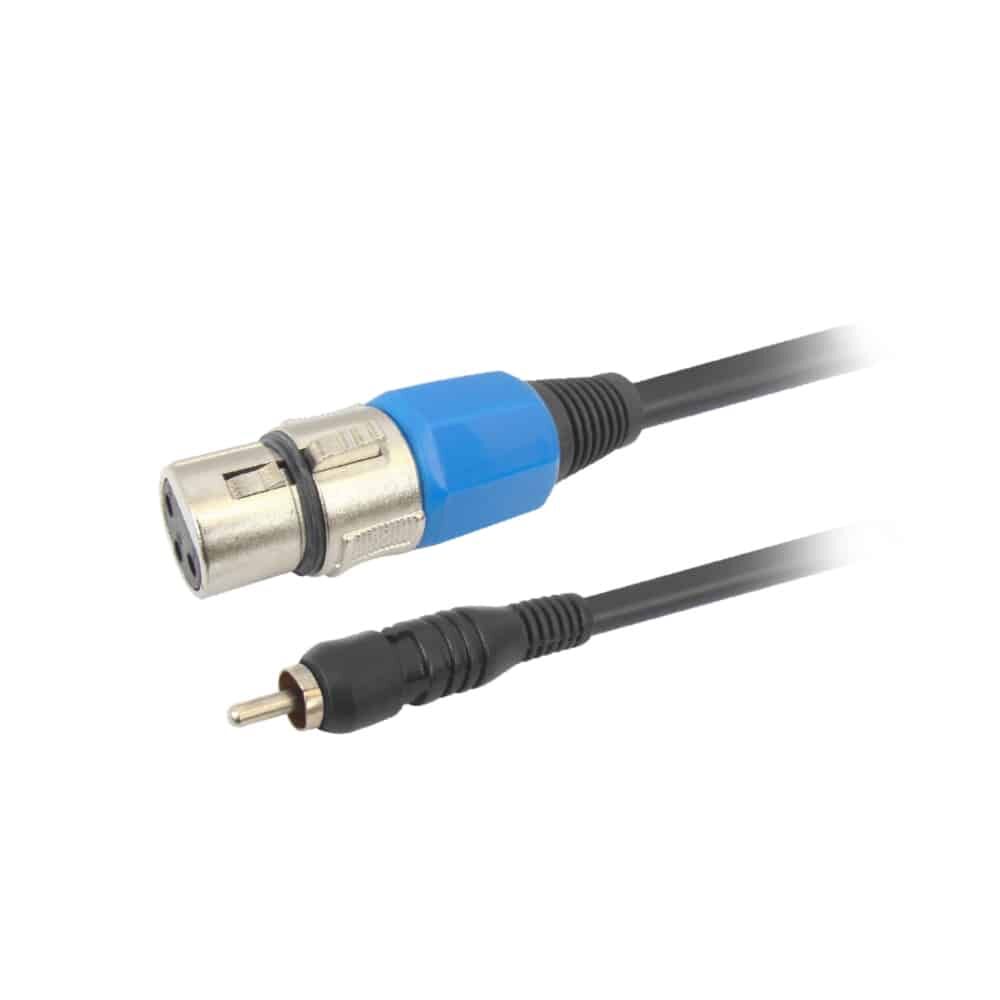 MX RCA PLUG (FULL METAL) TO MX 3 PIN MIC EXTENTION SOCKET (XLR) CORD 1.5 MTR