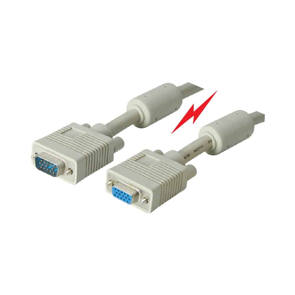MX VGA CABLE- MX HDDB 15P MALE TO HDDB 15P FEMALE WITH FERRITE CORE (3+8) RGB SVGA MONITOR CABLE