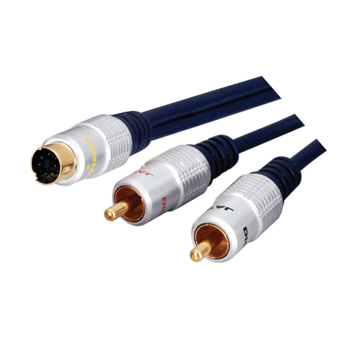 MX 7 Pin Mini DIN Plug Male To 2 RCA Plug Male (Digital) Gold Plated - 1.5 Mtr