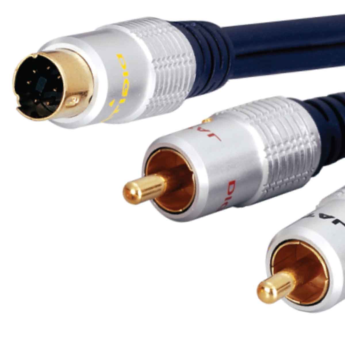 MX 7 Pin Mini DIN Plug Male To 2 RCA Plug Male (Digital) Gold Plated - 1.5 Mtr - Image 2