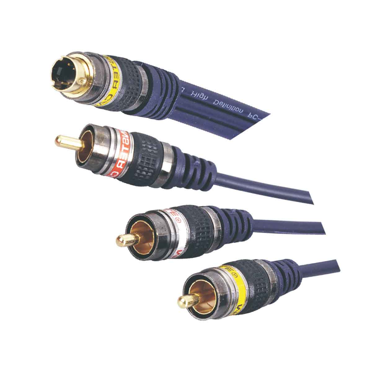MX S-Video 4-Pin Mini DIN Plug to 3 RCA Plug Cord - 1.5 meters