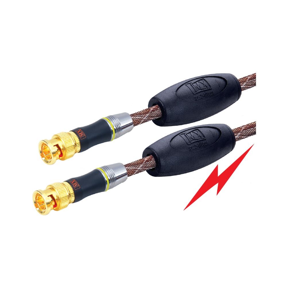 MX BNC Male Plug To BNC Male Plug Cord Digital High Power Built In Strong Electro Magnetic Signal (PSI Filter) - 1.5 Mtr