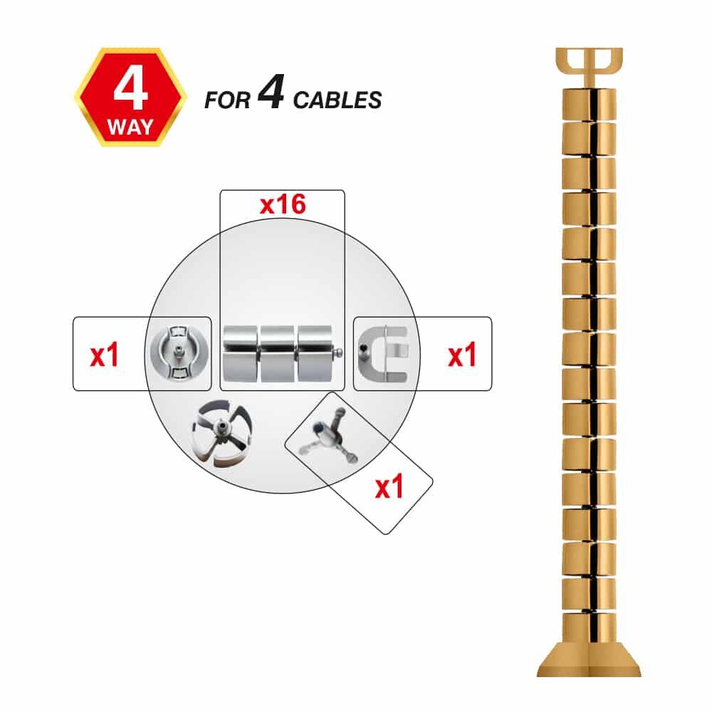 MX 4 Way Cable Organizer Gold - 16 pcs. Length: 0.76 meters. - Image 4