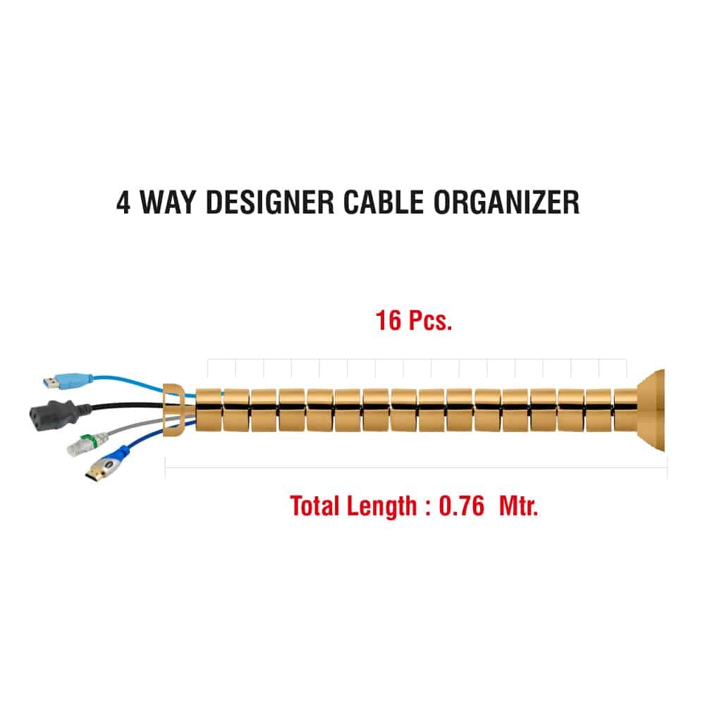 MX 4 Way Cable Organizer Gold - 16 pcs. Length: 0.76 meters. - Image 2