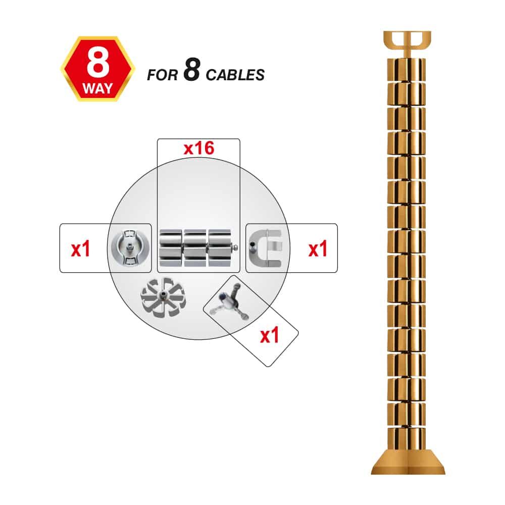 MX 8 Way Cable Organizer Gold: 16 pcs. Length: 0.76 meters - Image 2