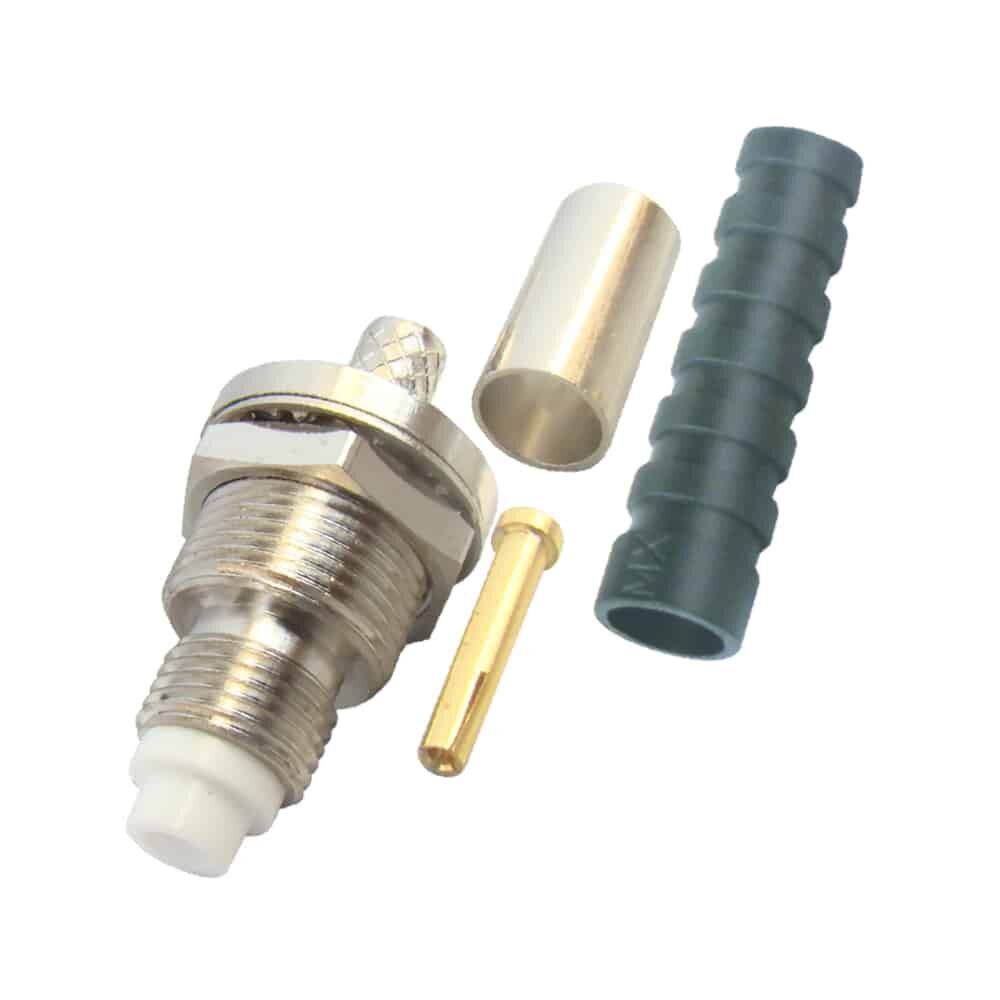 MX FME Female Bulkhead Crimping Type For RG-58 Cable With boot
