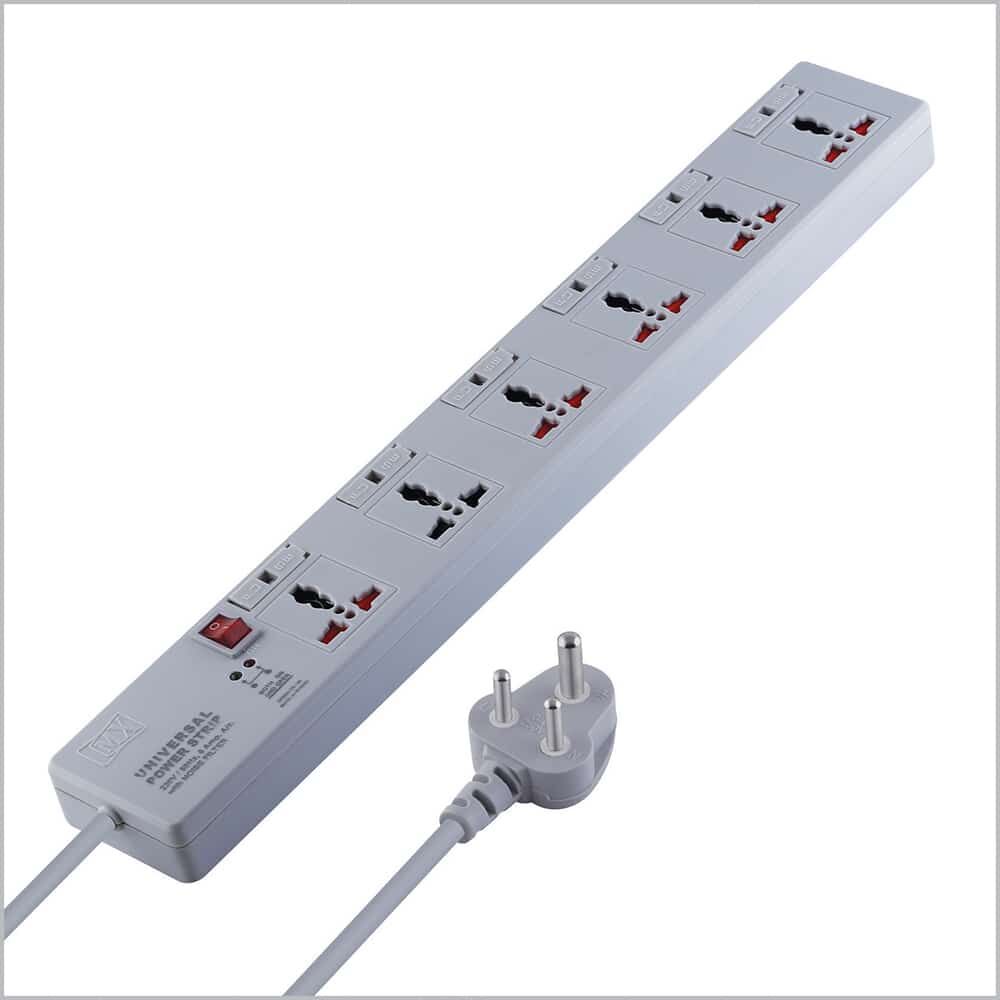 MX 6 Outlet Universal Power Strip With Individual Fuse For Each Socket, Heavy Duty 3 mtr Power Cord & With Child safety Shutter