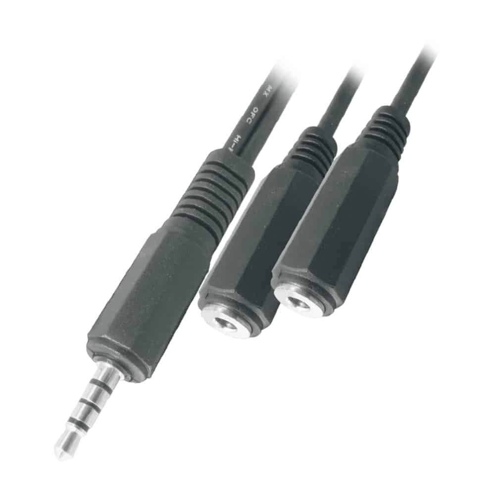 MX 4 Pole EP Stereo Male 3.5mm To 2 X 4 Pole EP Stereo Female 3.5mm Cord - 1.5 Mtrs