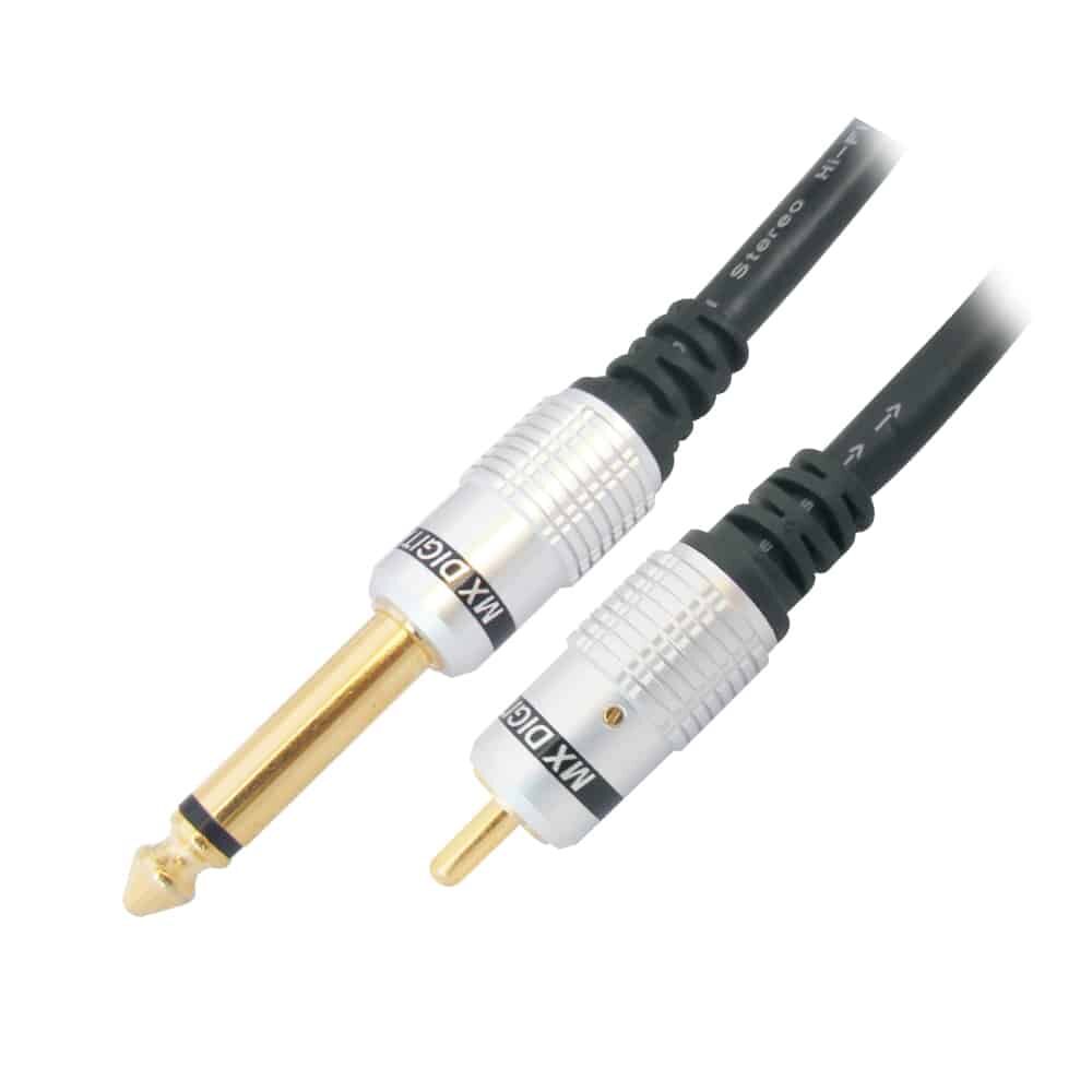 MX 6.35mm P-38 Mono Male To RCA Male Cord Digital Link Gold Plated 1.5M MX 3039