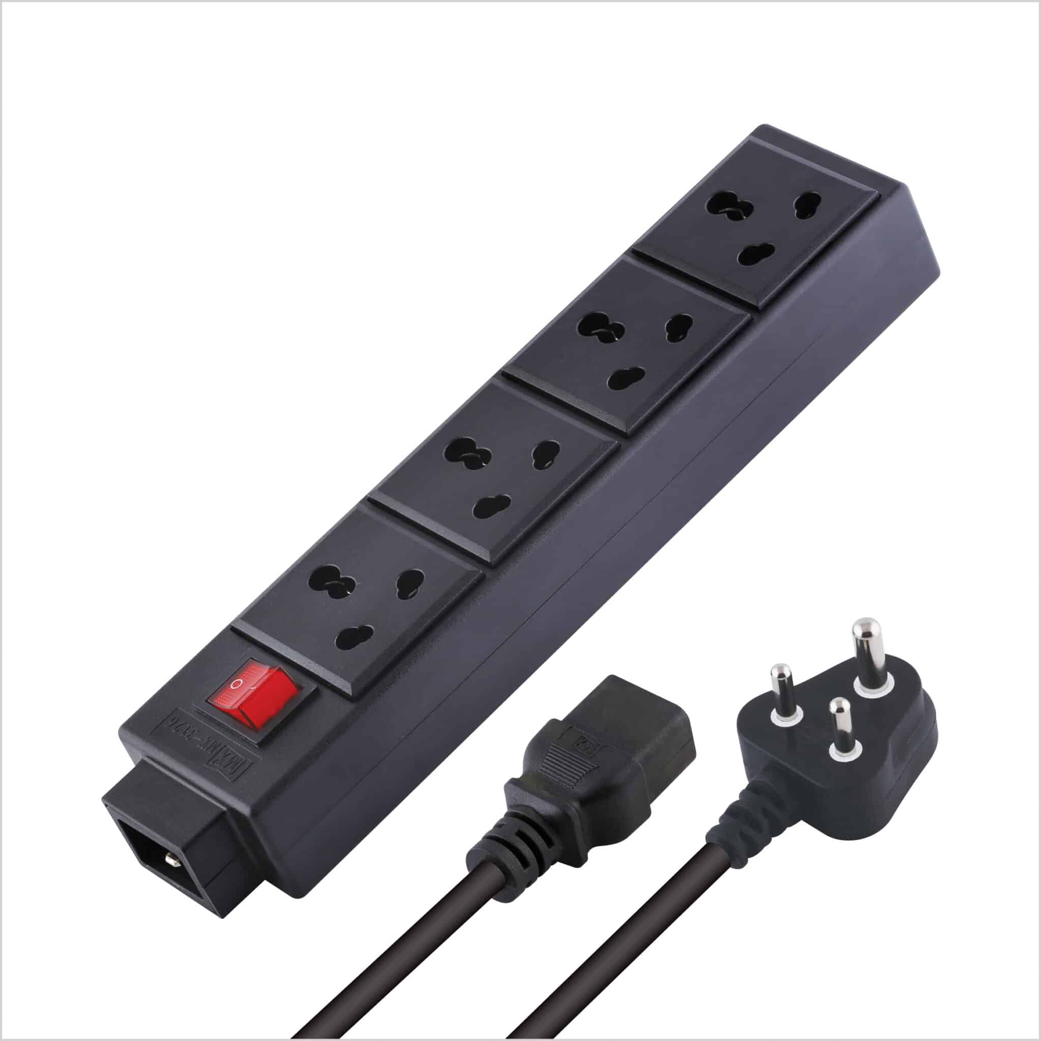 MX 4 Outlet Indian Standard 15 AMP Power Strip With Master Switch, Heavy Duty 1.5 mtr Power Cord for home appliances like electric cooktop & Stove