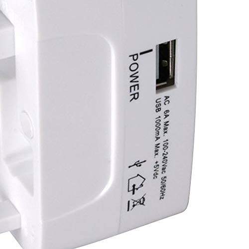 MX Universal Travel Adaptor with Build in USB Charger Port with 250V, Surge/Spike Protected Electrical Plug White - Image 3