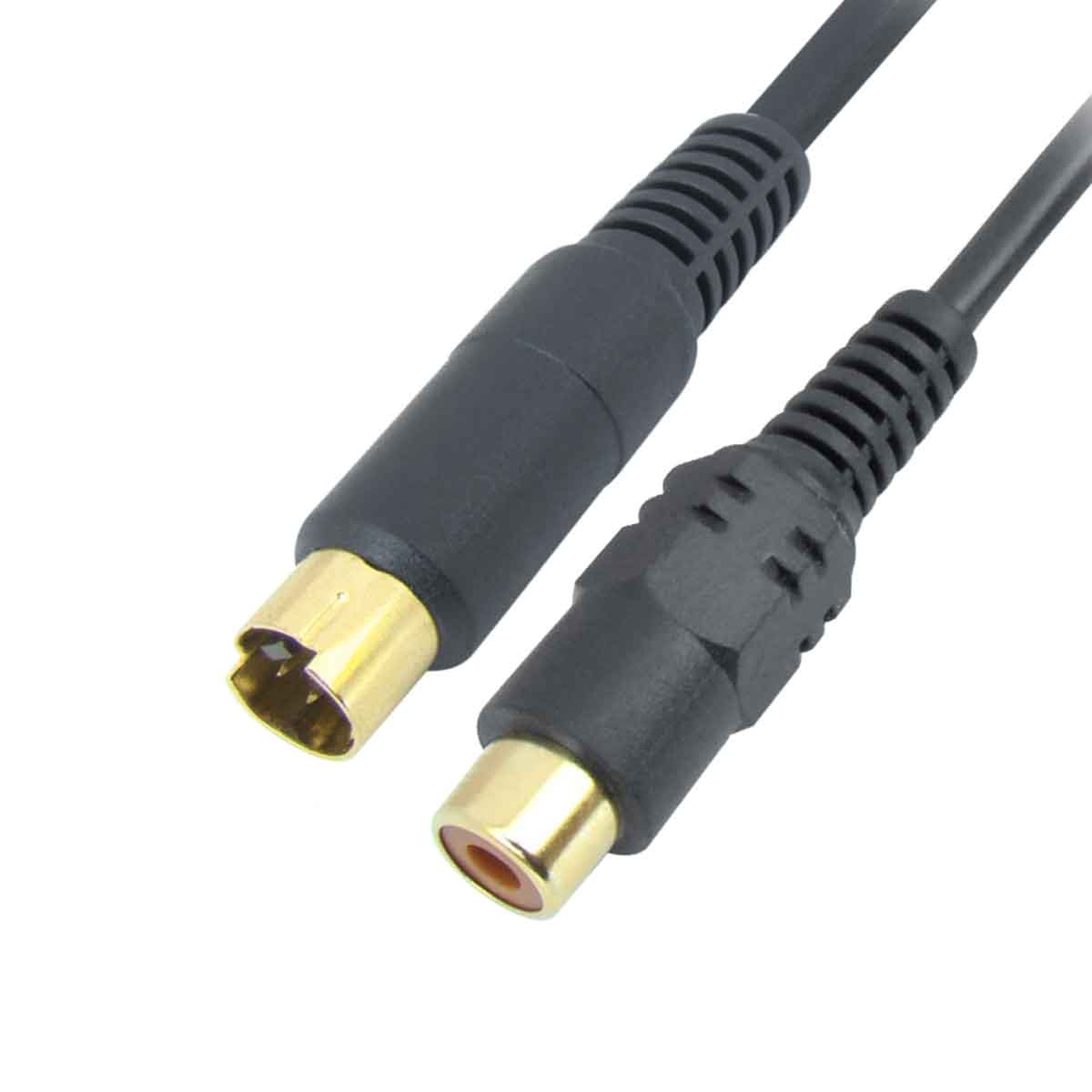 MX S-VIDEO 4 Pin Mini DIN Male To RCA Female Cord Length - 6" Gold Plated.
