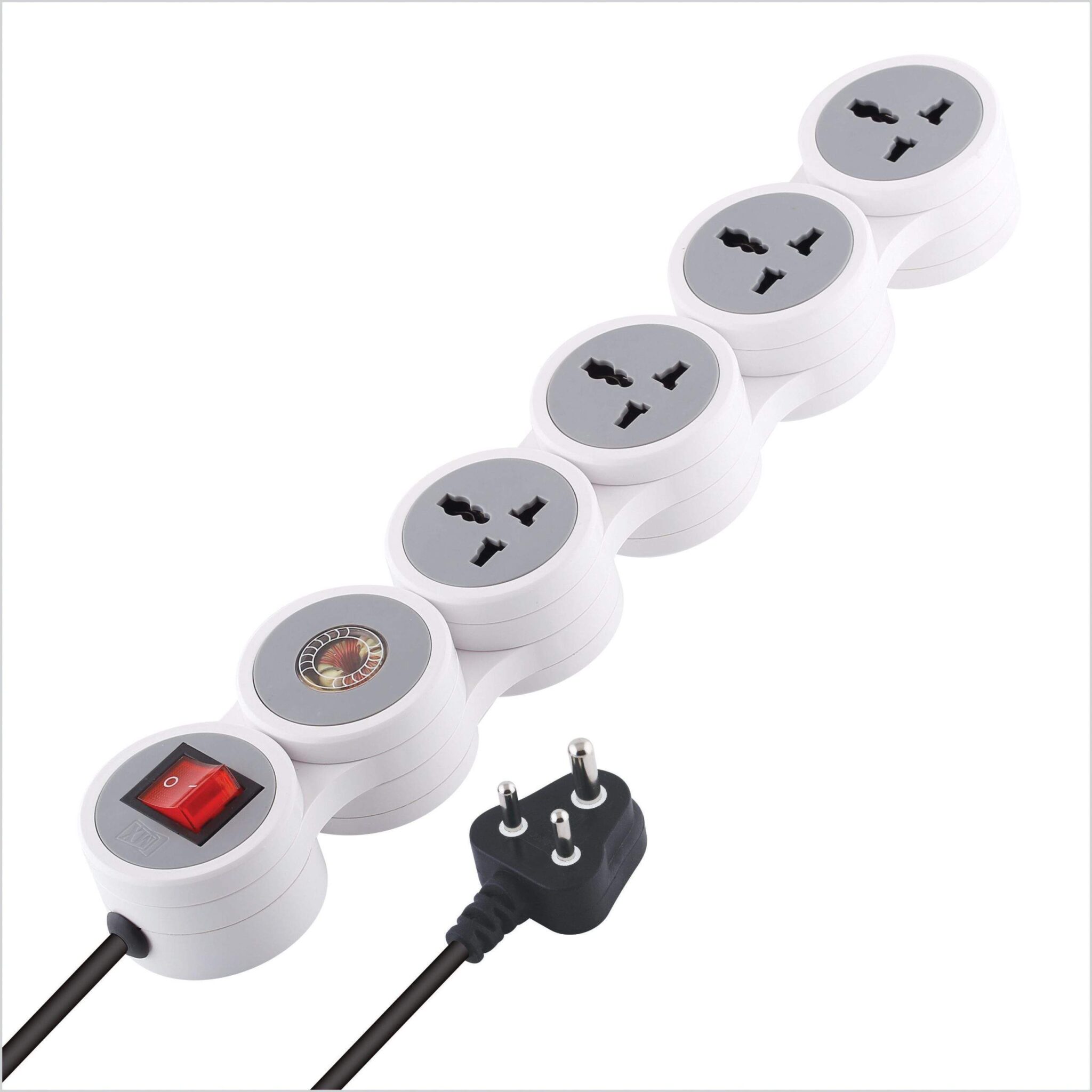 MX 4 Outlet Universal Sockets Snake Surge Protector & Spike Guard with 15 Amp Master Switch 10 mtr cord