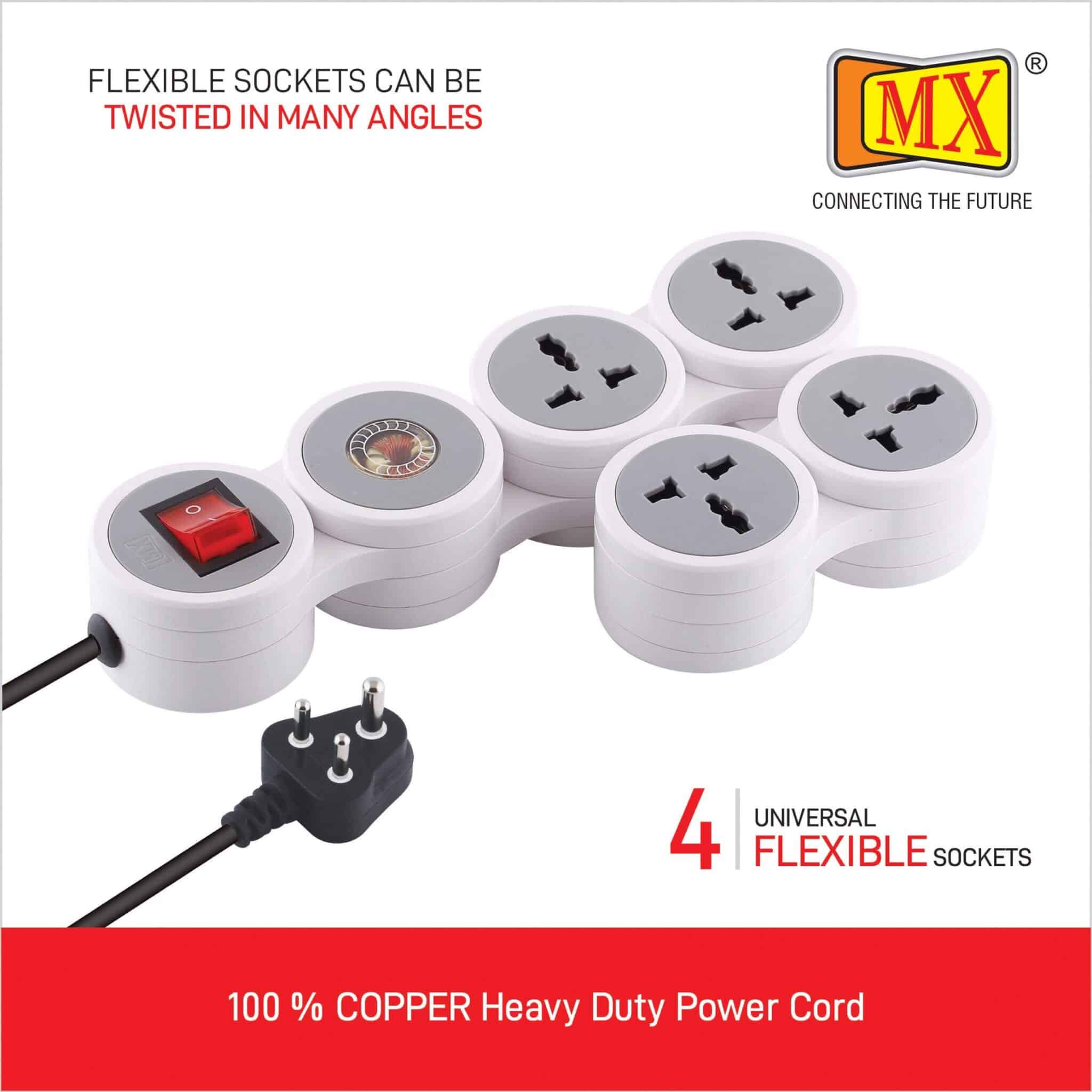 MX 4 Outlet Universal Sockets Snake Surge Protector & Spike Guard with 15 Amp Master Switch 1.5 mtr cord for home appliances like electric cooktop & Stove - Image 6