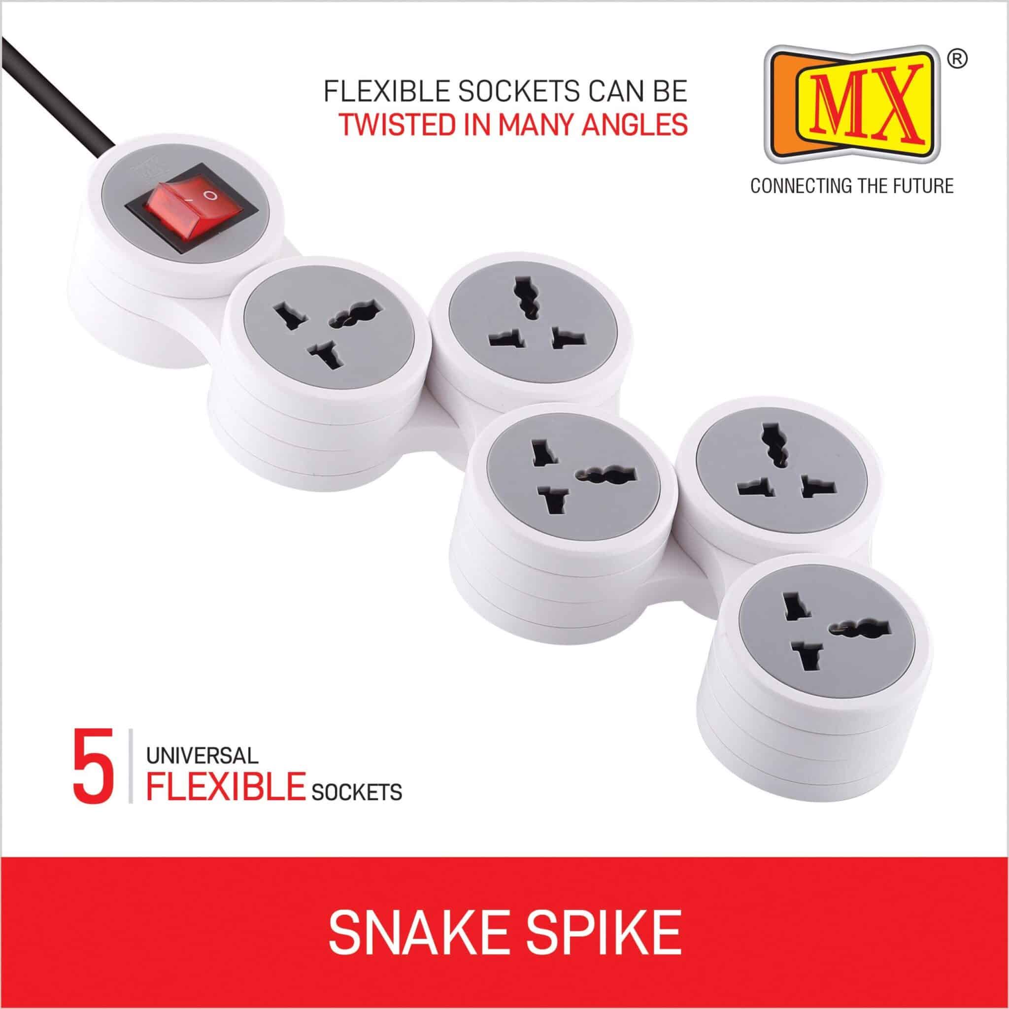 MX 5 Outlet Universal Sockets Snake Power Strip with 15 Amp Master Switch 1.5 mtr cord for home appliances like electric cooktop & Stove - Image 4