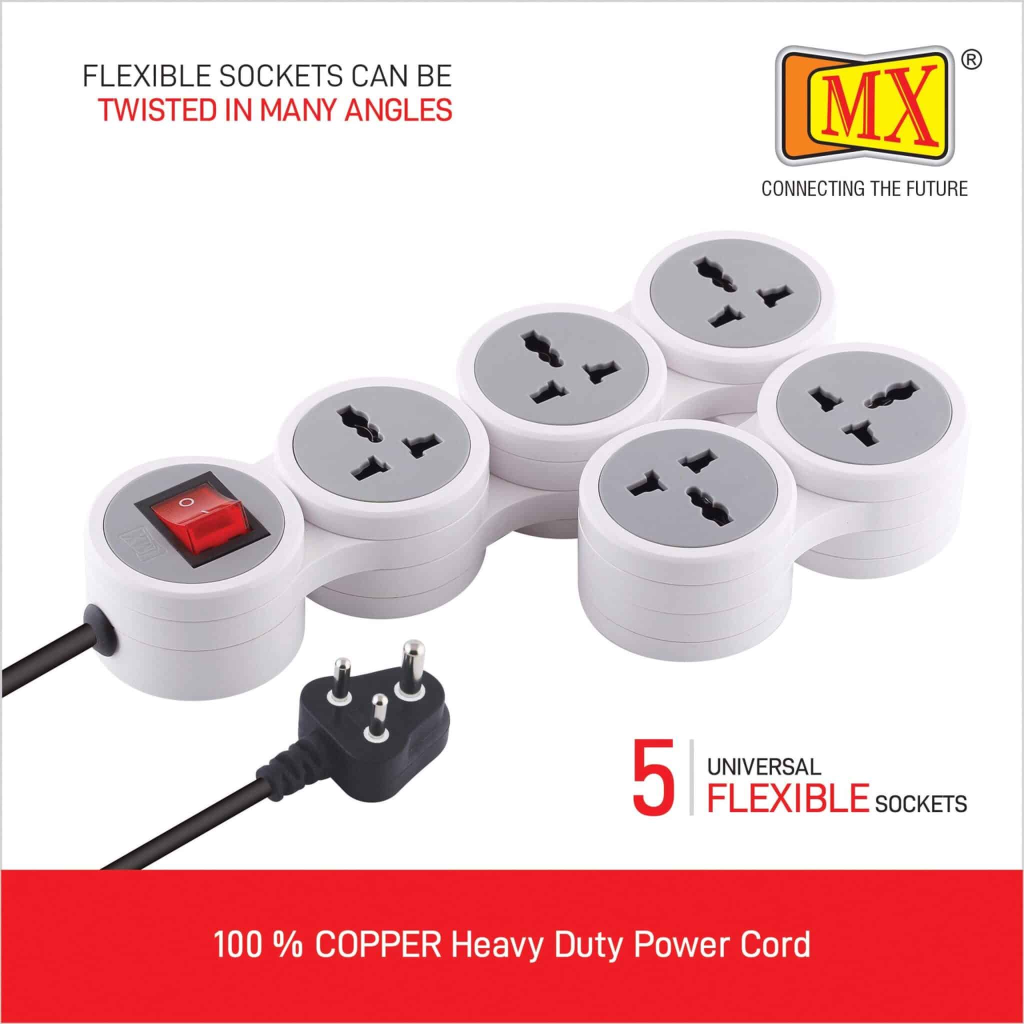 MX 5 Outlet Universal Sockets Snake Power Strip with 15 Amp Master Switch 1.5 mtr cord for home appliances like electric cooktop & Stove - Image 6