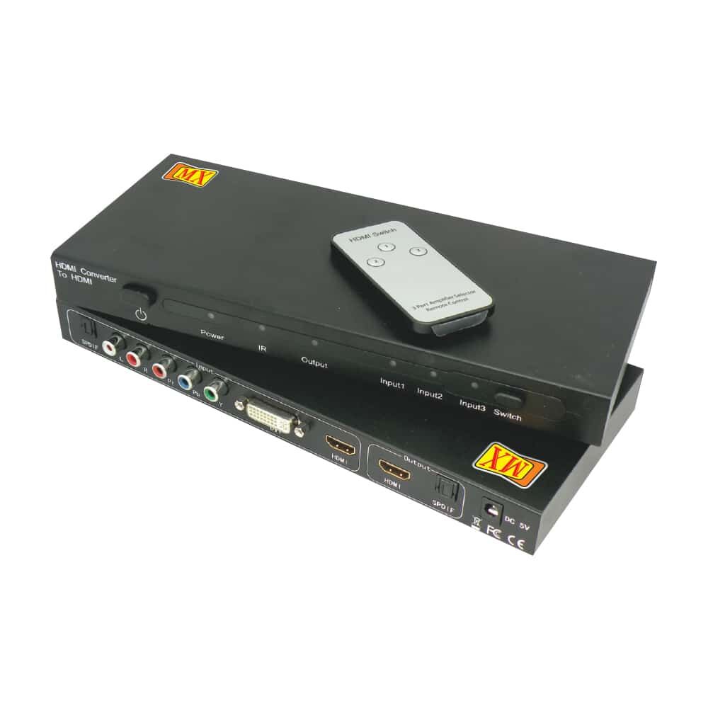 MX Multi-Function Home Theater Switcher with Remote HDMI + DVI + YPbPr to HDMI Converter
