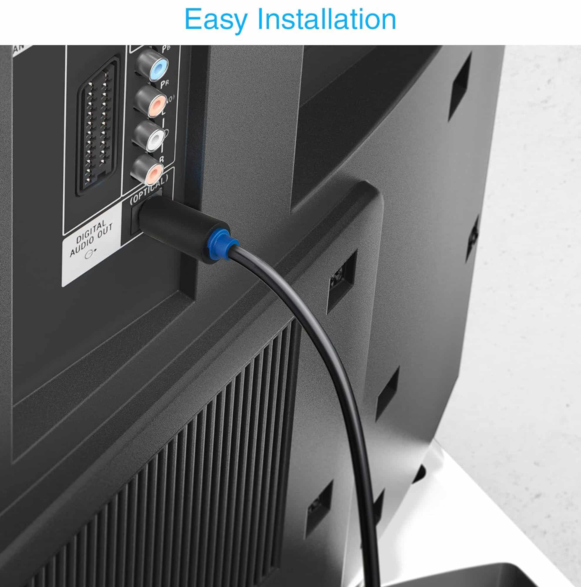 MX Fiber Optic Cable TOSLINK to TOSLINK Plug Cord – 1.5 meters