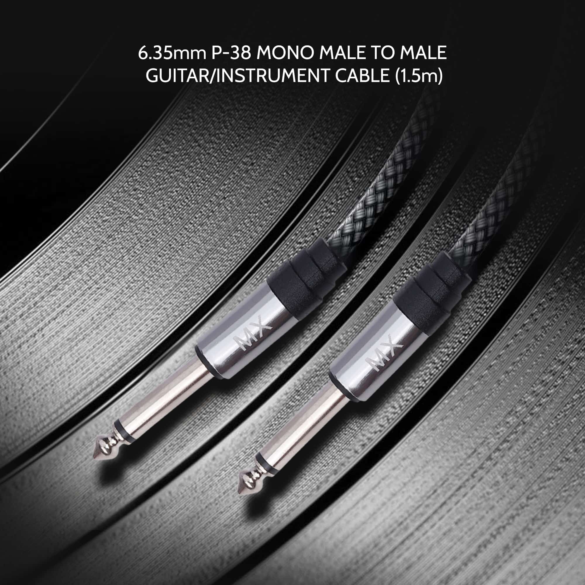 MX 6.35mm P-38 Mono Male To Male Guitar/Instrument Cable 1.5M MX 3996 - Image 3