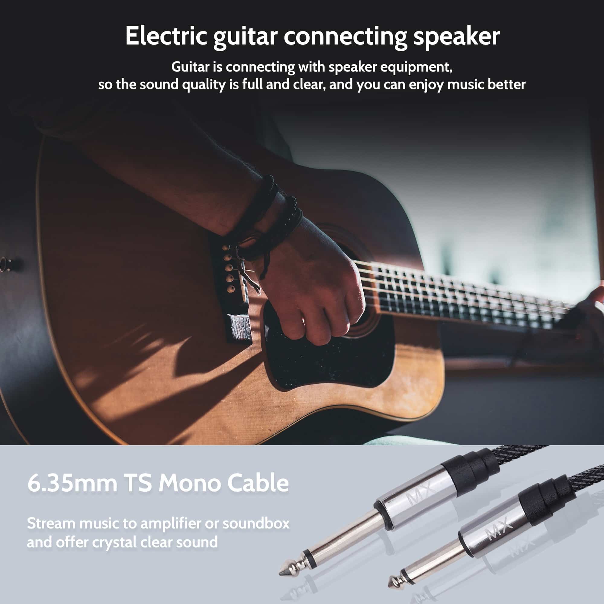 MX 6.35mm P-38 Mono Male To Male Guitar / Instrument Cable 1.5 Mtr (MX-3996)