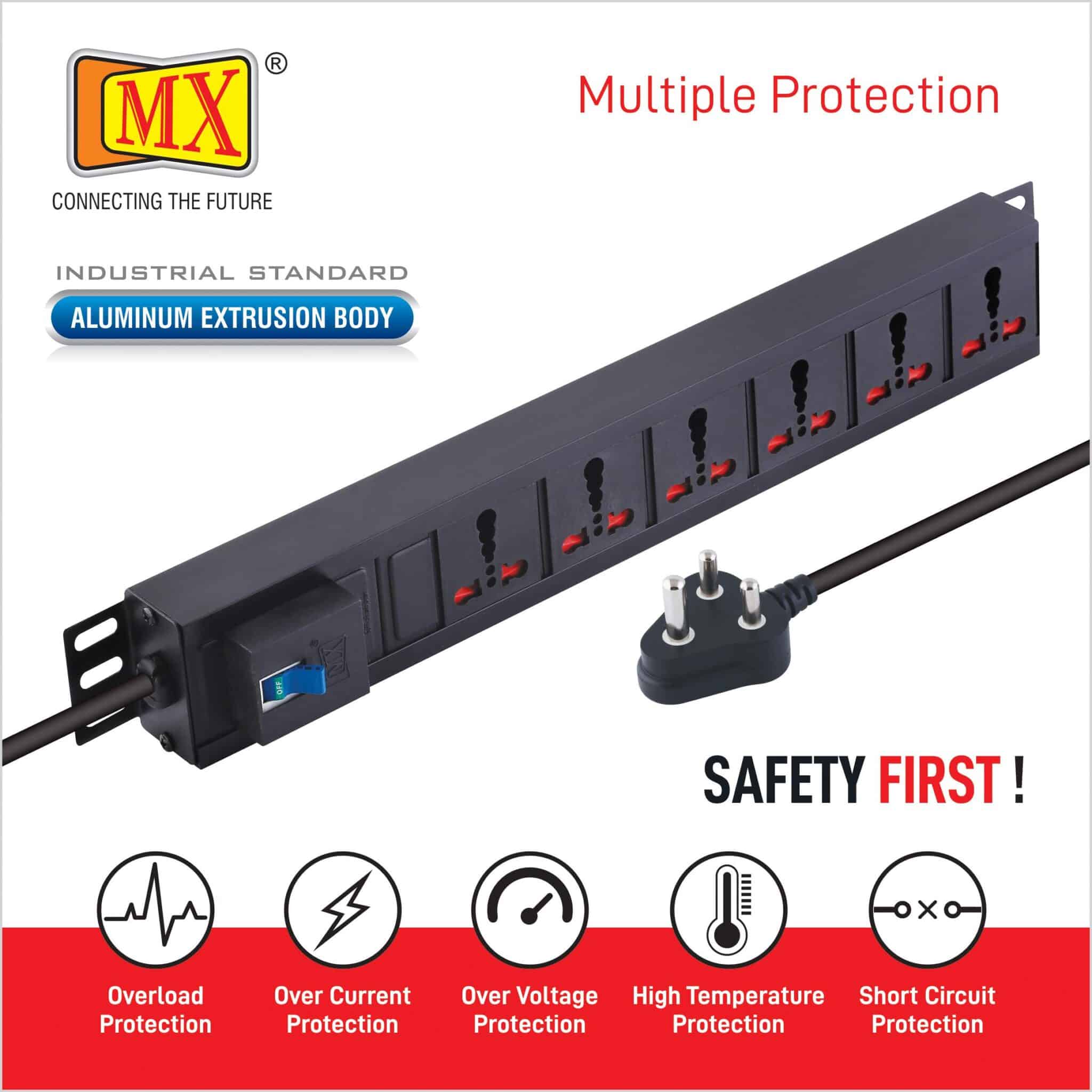 MX 6-Outlet Power Distribution Unit Universal Power Strip 15 AMP with Single Pole MCB - 5 Meters for home appliances like electric cooktop & Stove - Image 4
