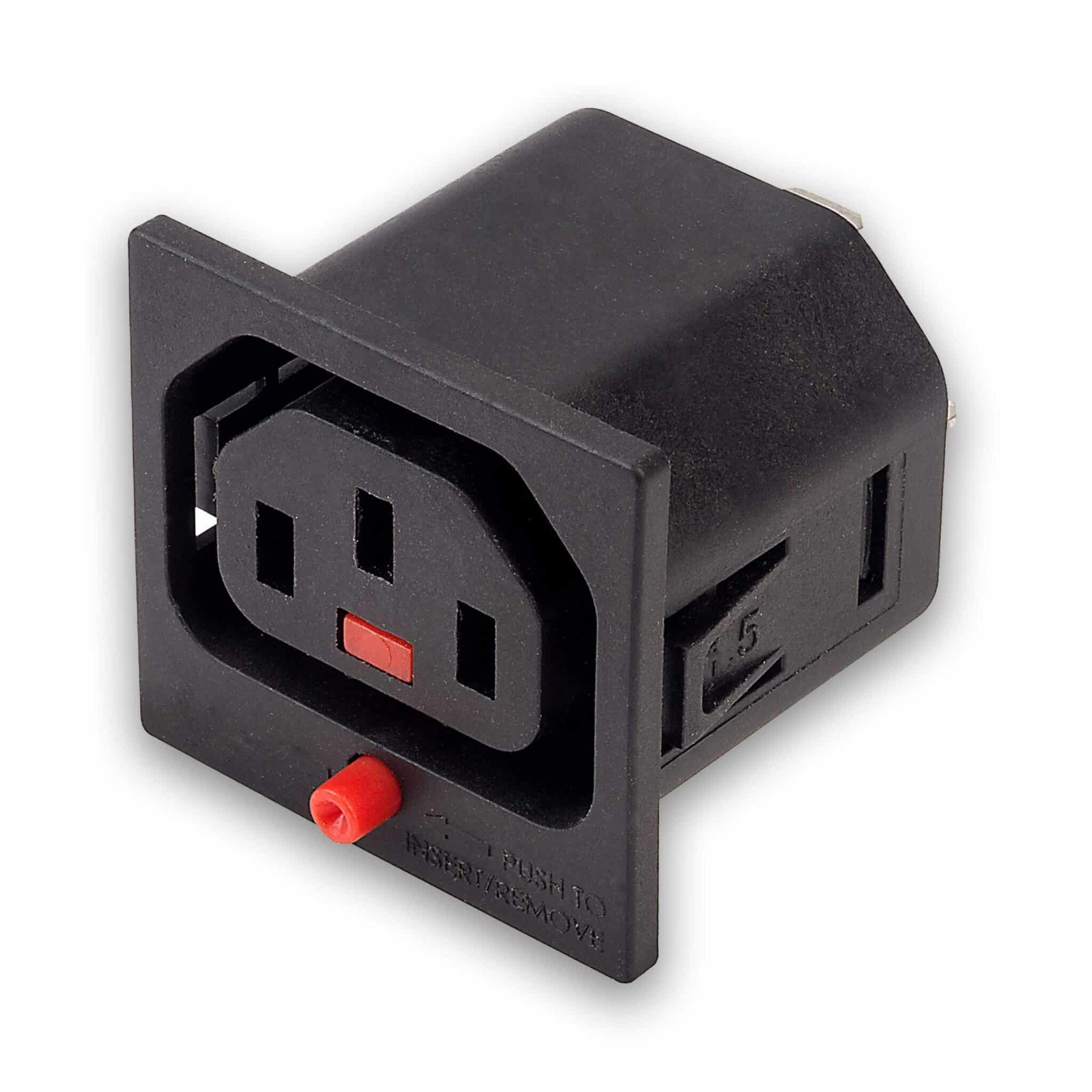 MX IEC C-13 : 3 Pin AC Female Connector : Panel Mounting Lock Type : 10 AMP