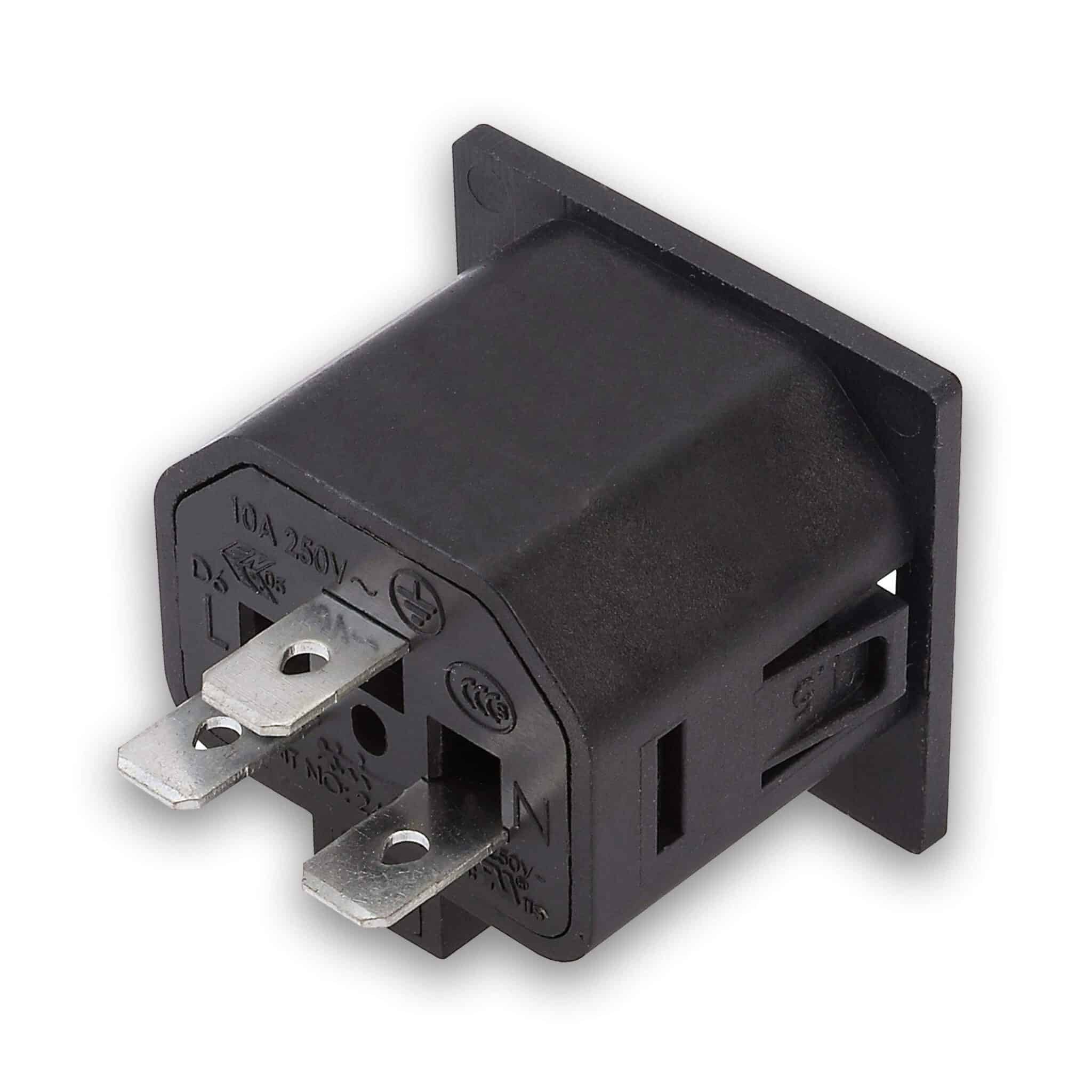 MX IEC C-13 : 3 Pin AC Female Connector : Panel Mounting Lock Type : 10 AMP - Image 2