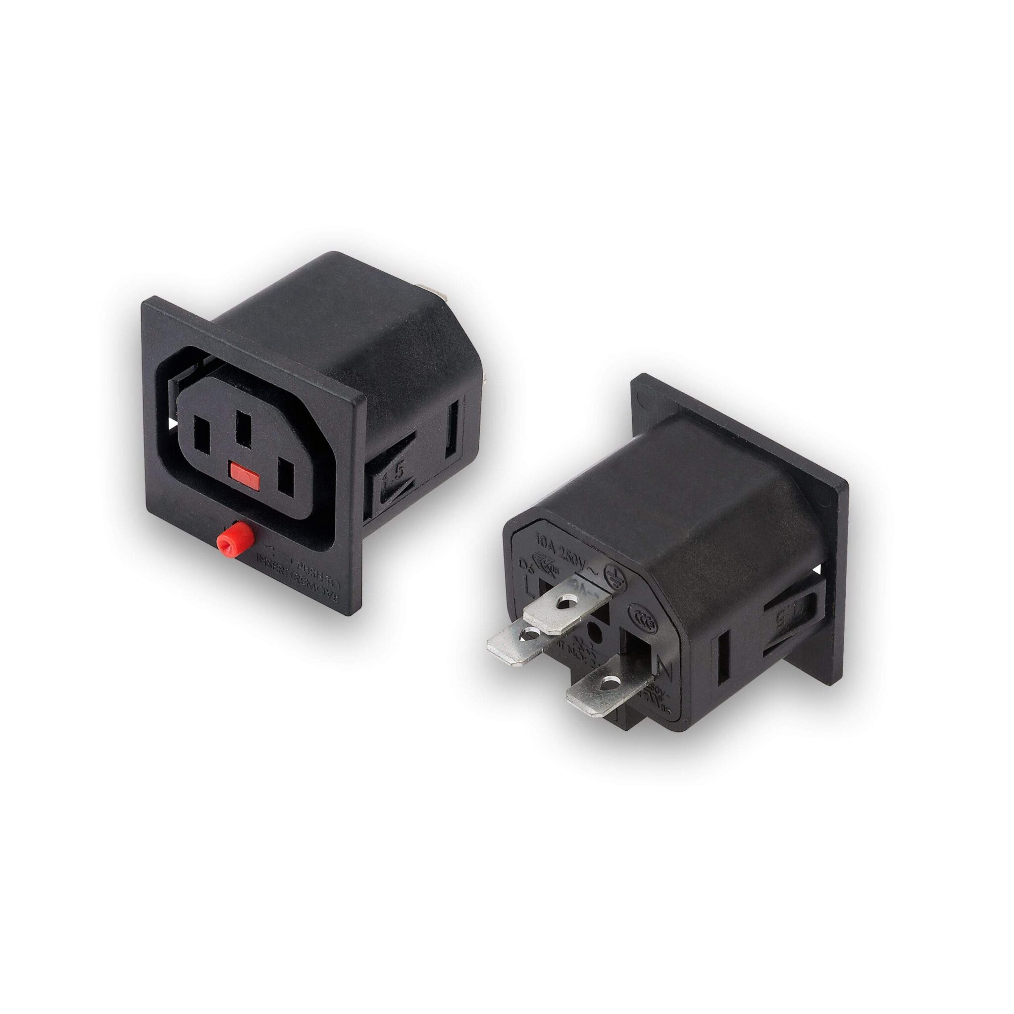 MX IEC C-13 : 3 Pin AC Female Connector : Panel Mounting Lock Type : 10 AMP - Image 3